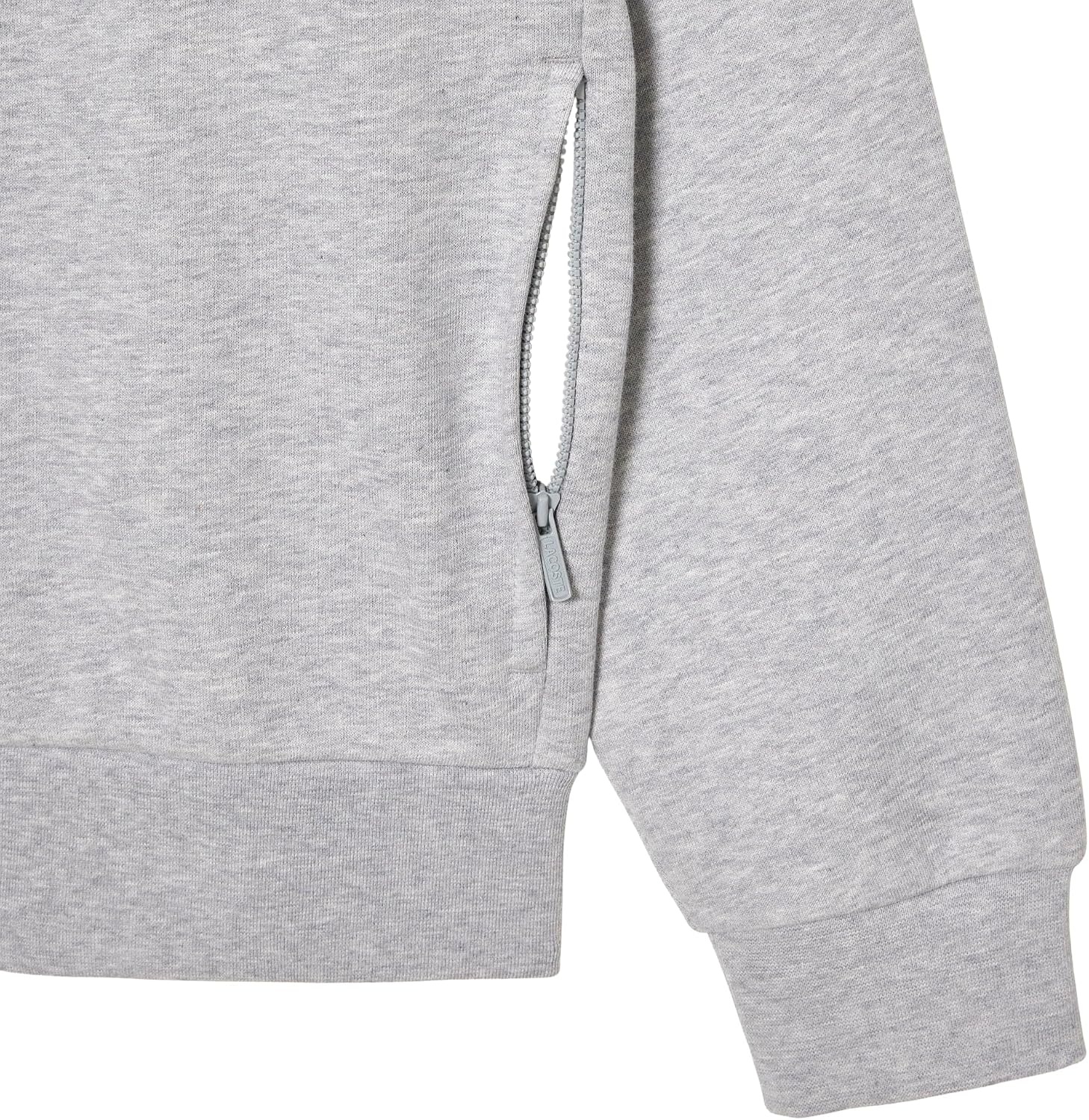 image:imageLacoste Mens Zipup High Neck Fleece SweatshirtSilver Chine
