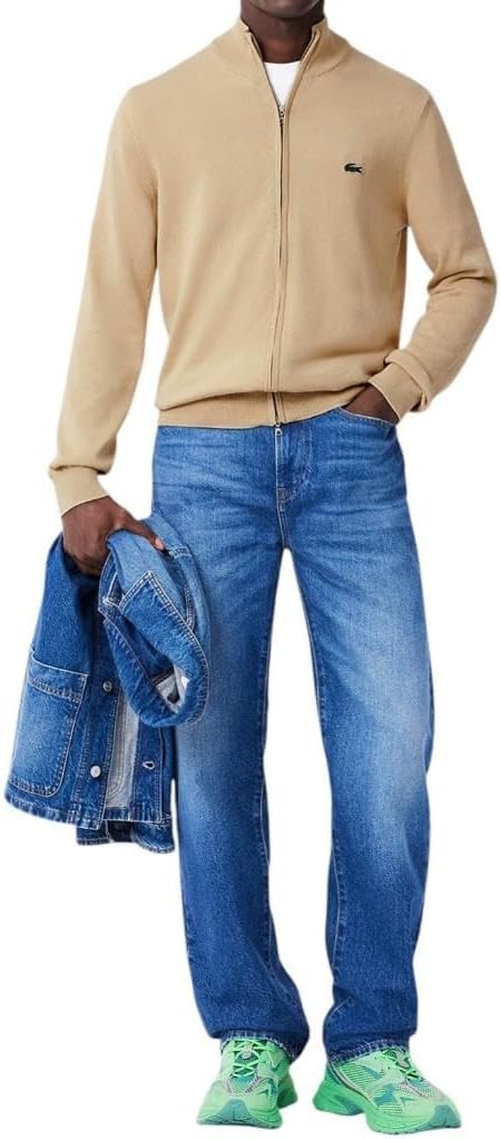image:imageLacoste Mens Zipup HighNeck Cotton SweaterViennese