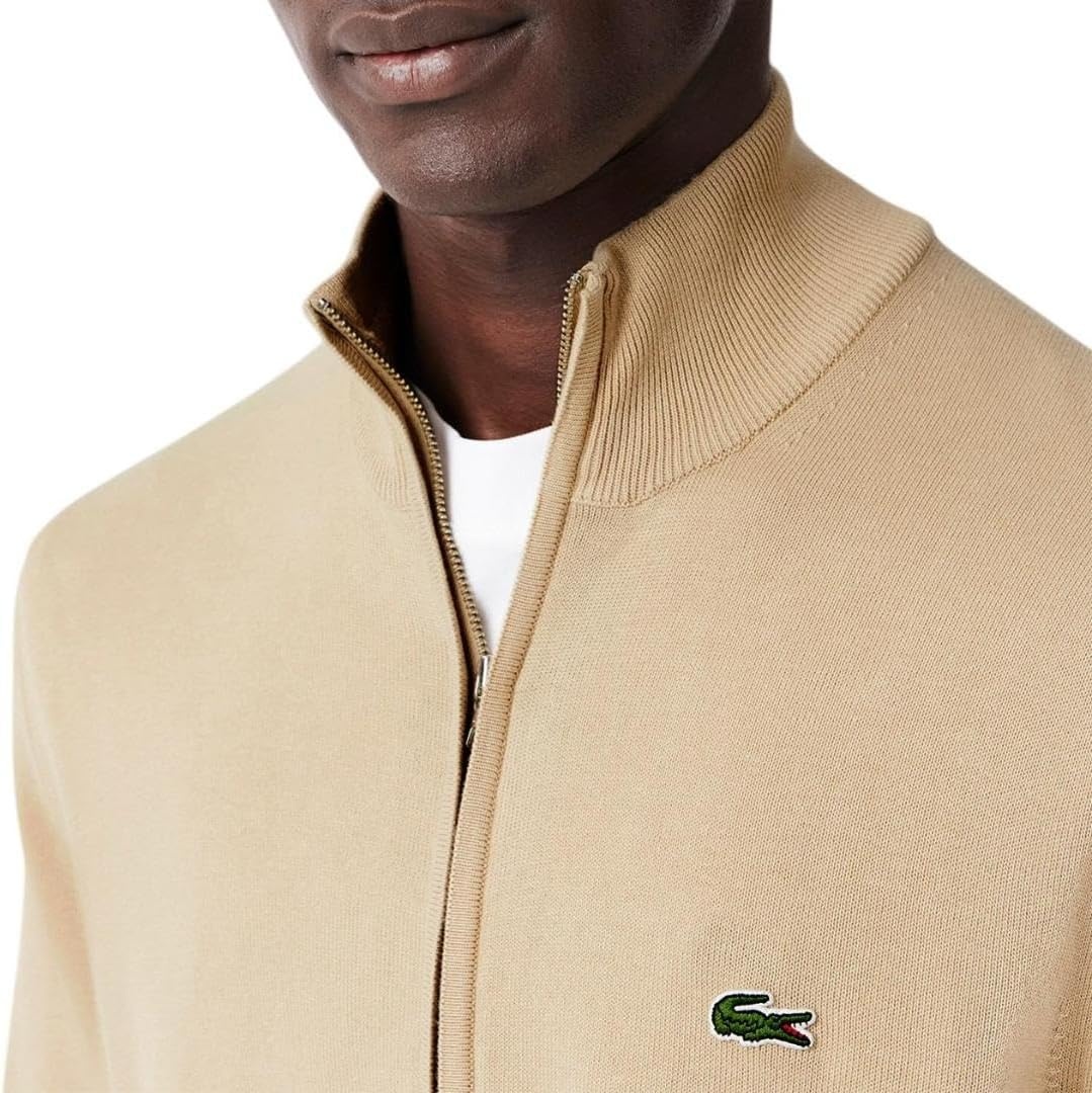 image:imageLacoste Mens Zipup HighNeck Cotton SweaterViennese