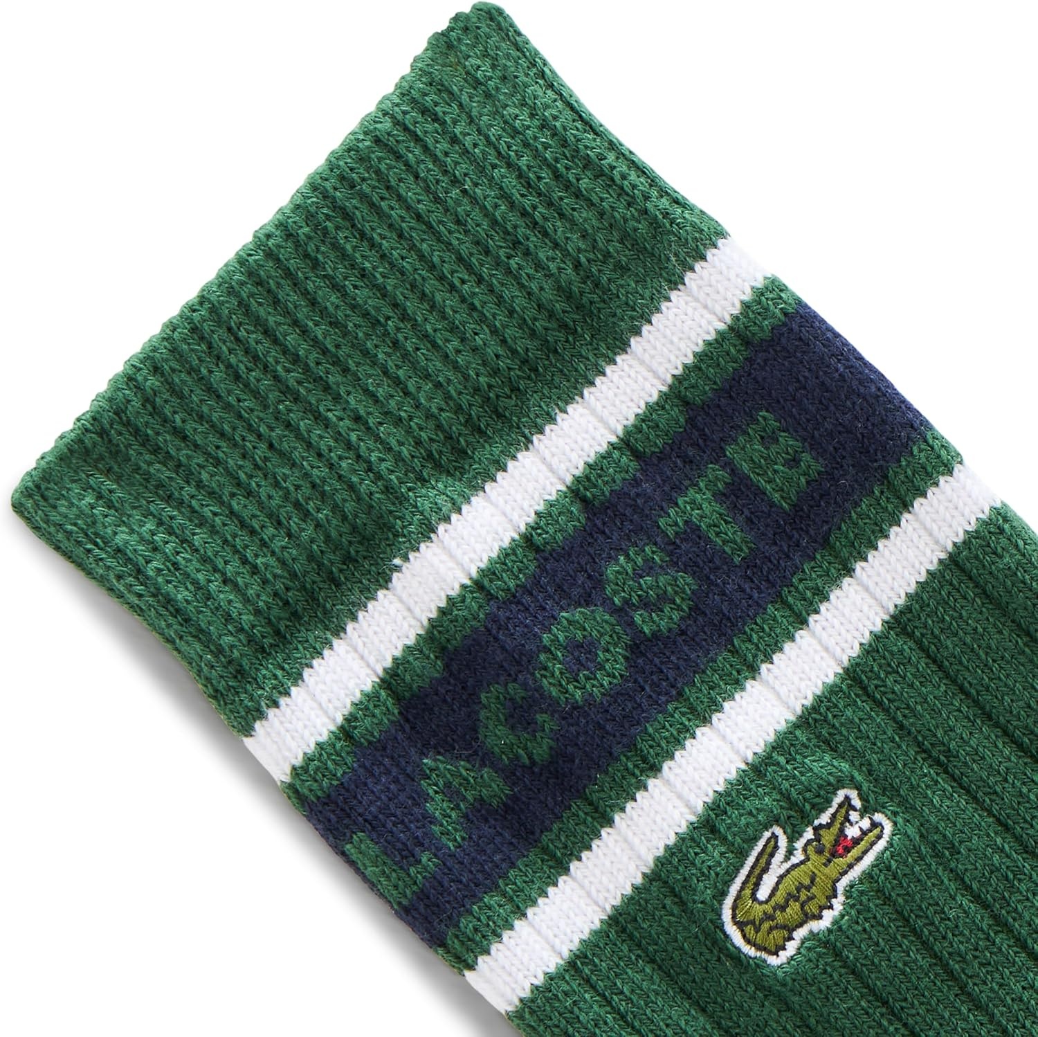 image:imageLacoste Unisex 2Pack Ribbed Cotton SocksGreen White Navy Blue