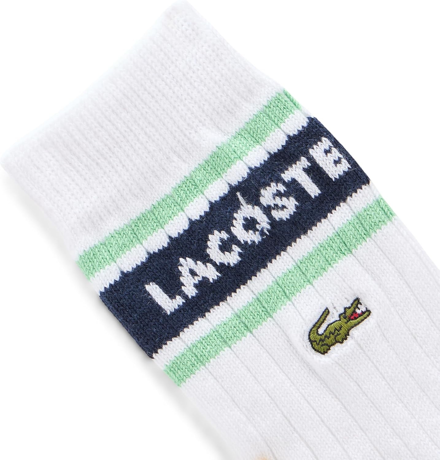 image:imageLacoste Unisex 2Pack Ribbed Cotton SocksWhite Green Navy Blue