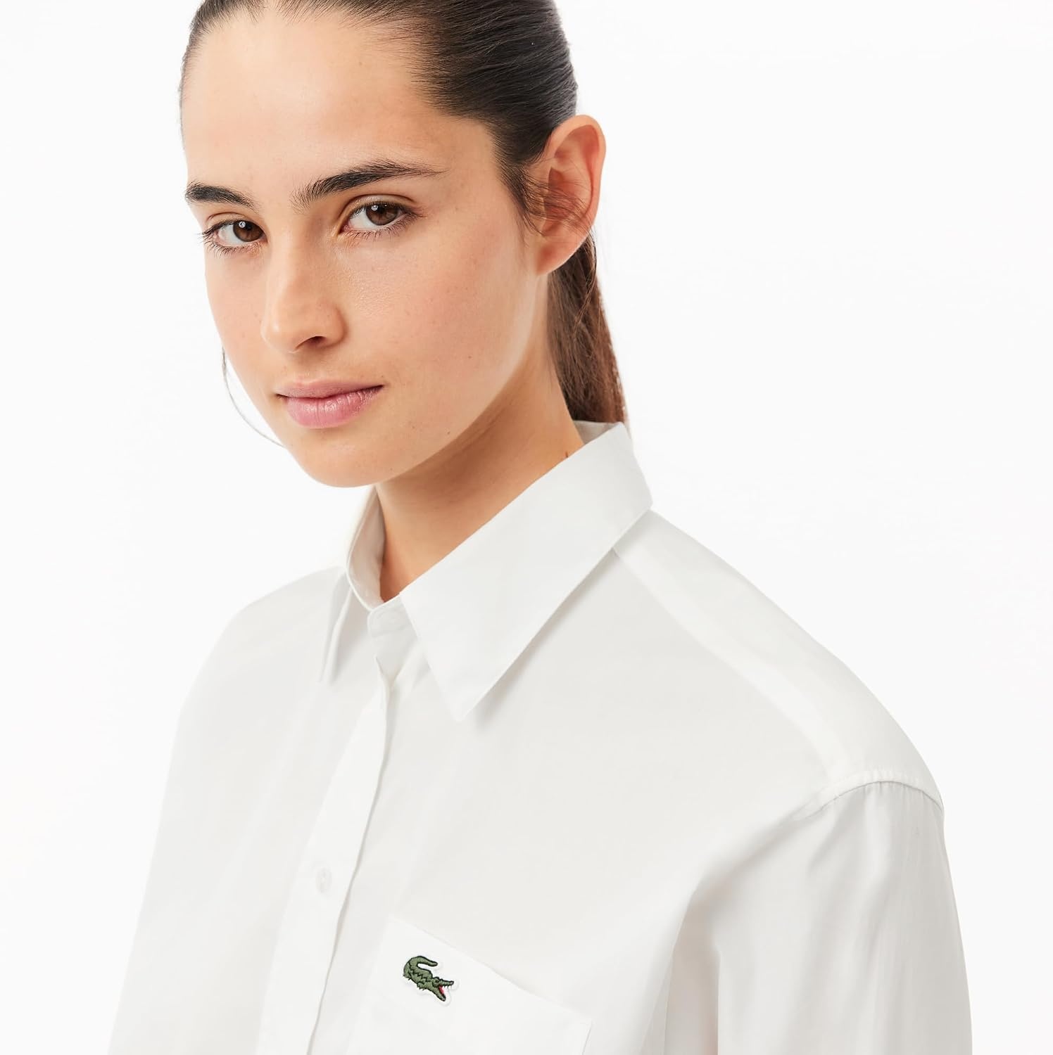 image:imageLacoste Womens Core Collection Oversized Fit Long Sleeve Solid ShirtFlour
