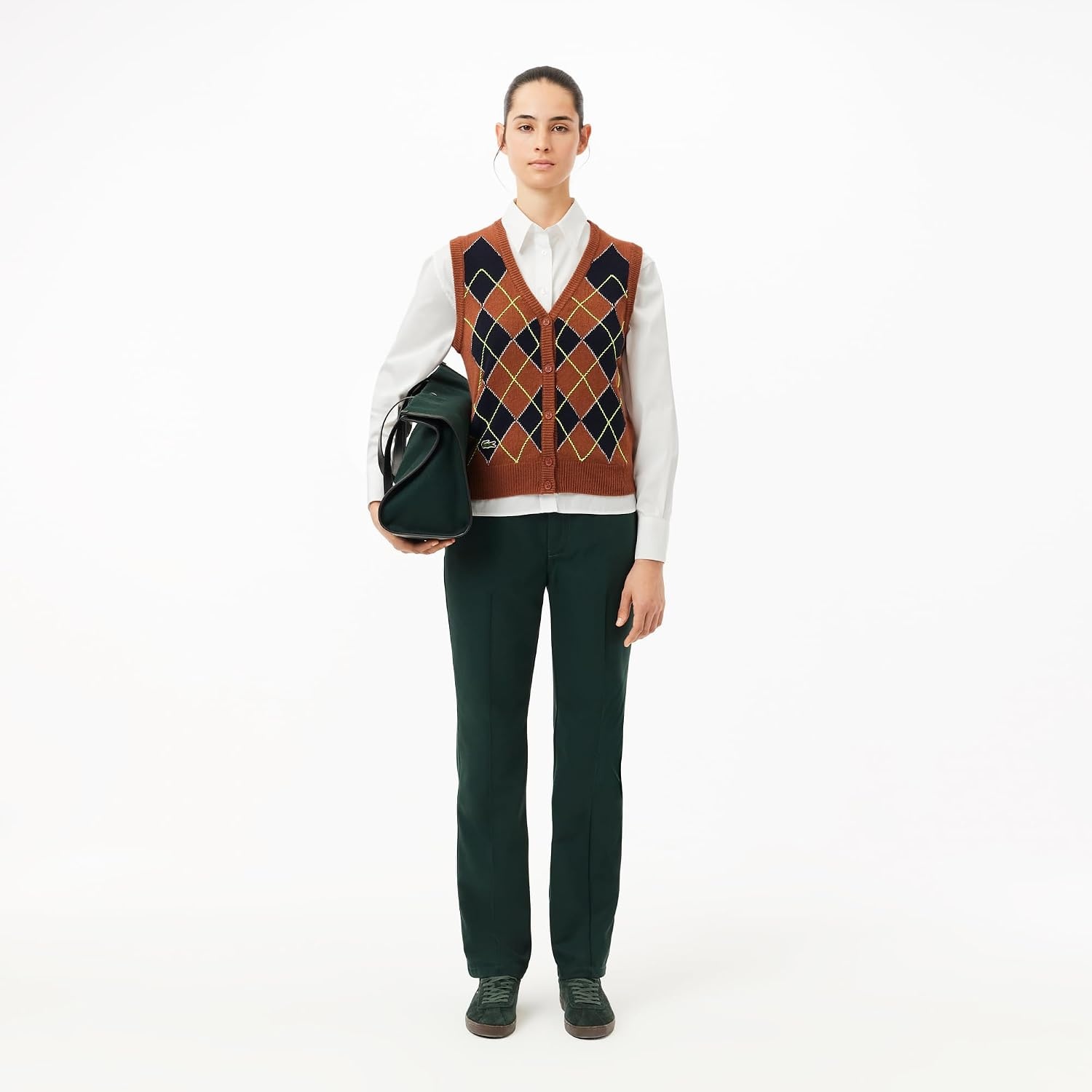 image:imageLacoste Womens Core Collection Oversized Fit Long Sleeve Solid ShirtFlour
