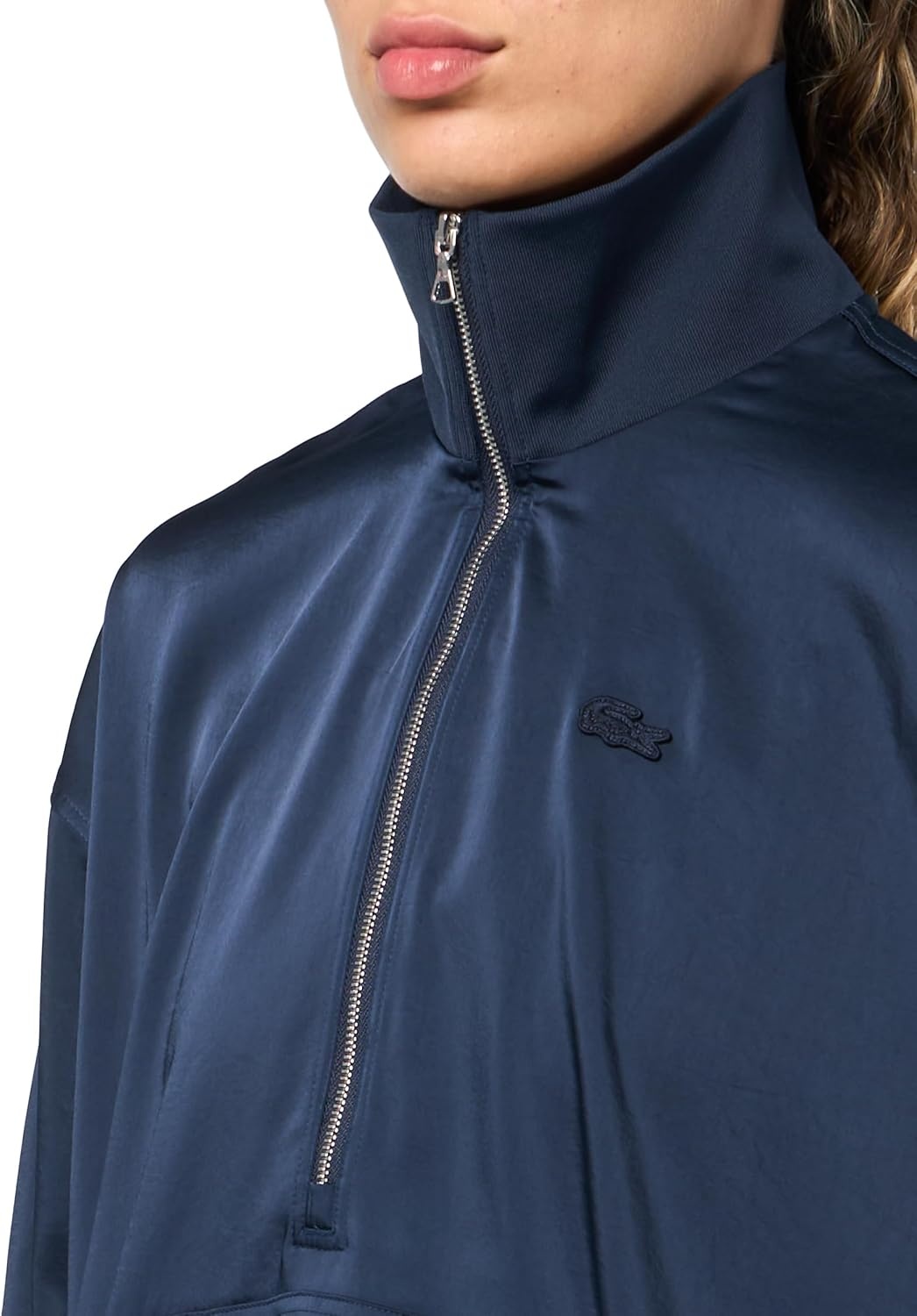 image:imageLacoste Womens High Zipped Neck Oversized Popover JacketNavy Blue
