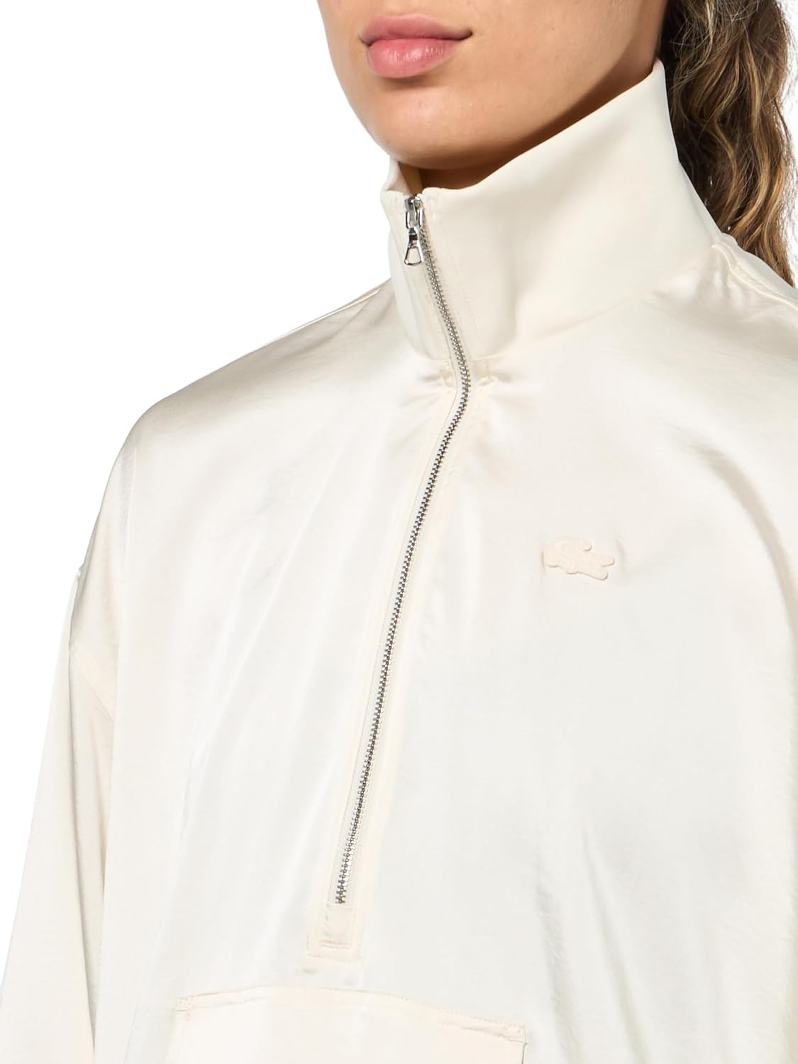 image:imageLacoste Womens High Zipped Neck Oversized Popover JacketOffwhite