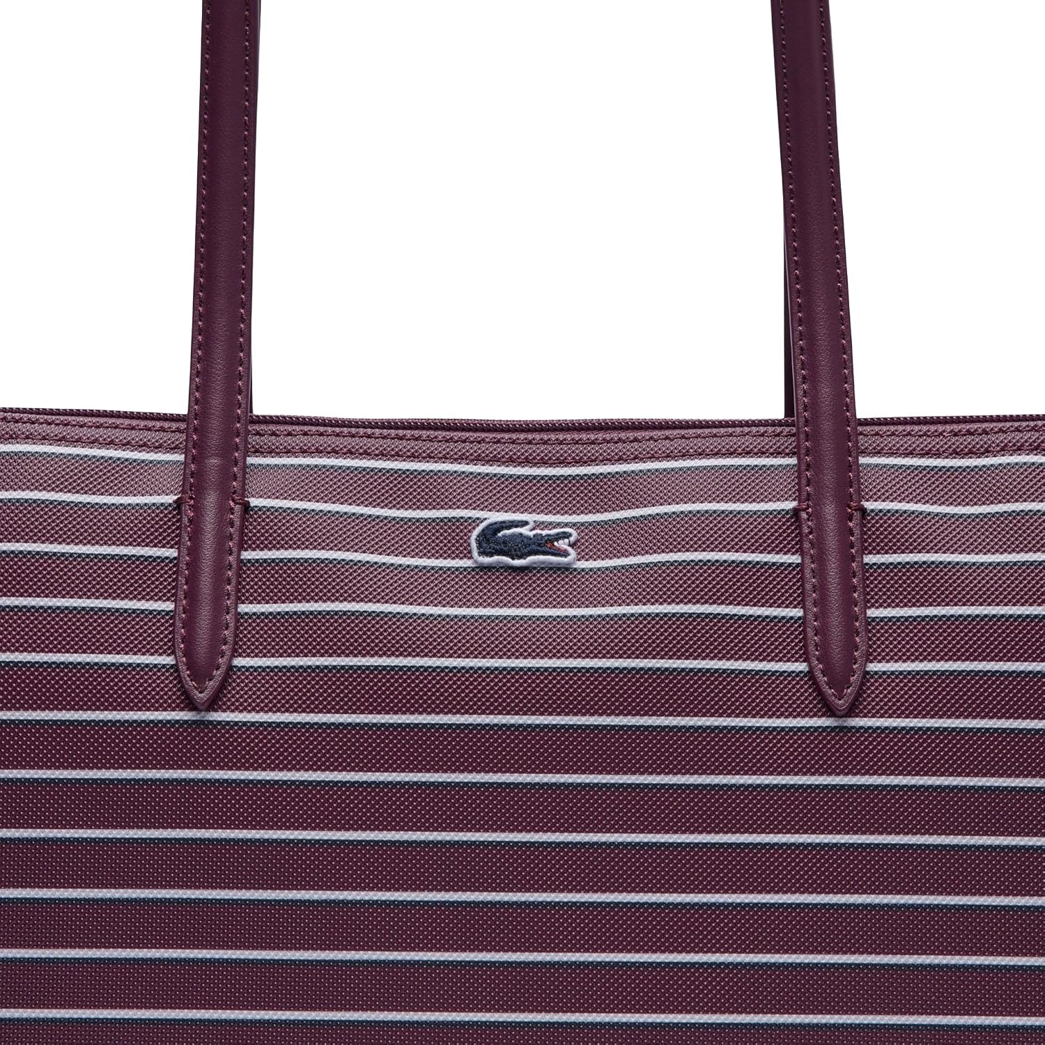 image:imageLacoste Womens Large Shopping Bag Winetasting White Stripes One Size