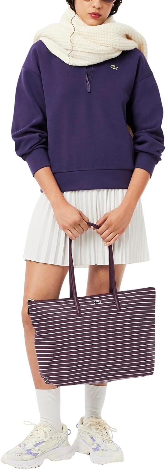 image:imageLacoste Womens Large Shopping Bag Winetasting White Stripes One Size
