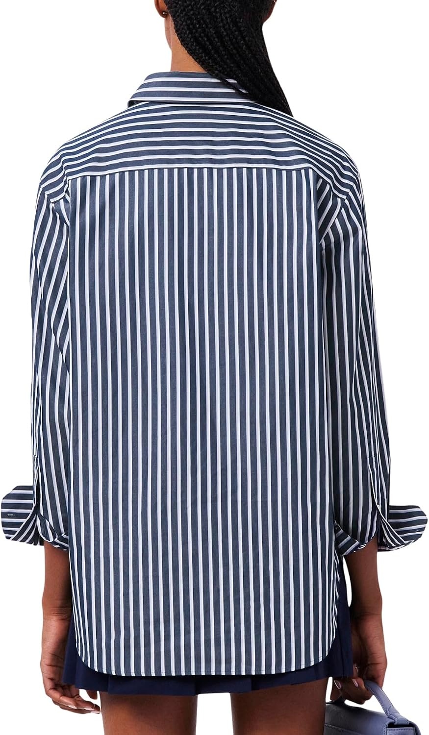 image:imageLacoste Womens Oversized Cotton Poplin ShirtNavy BlueFlour DelphiniumFrance Blue