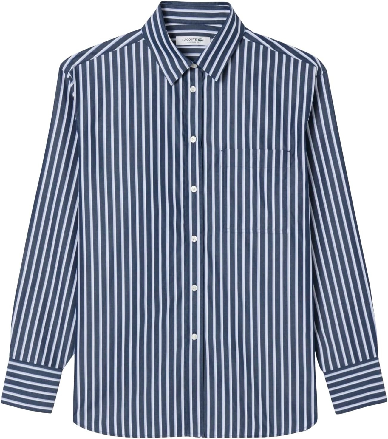 image:imageLacoste Womens Oversized Cotton Poplin ShirtNavy BlueFlour DelphiniumFrance Blue