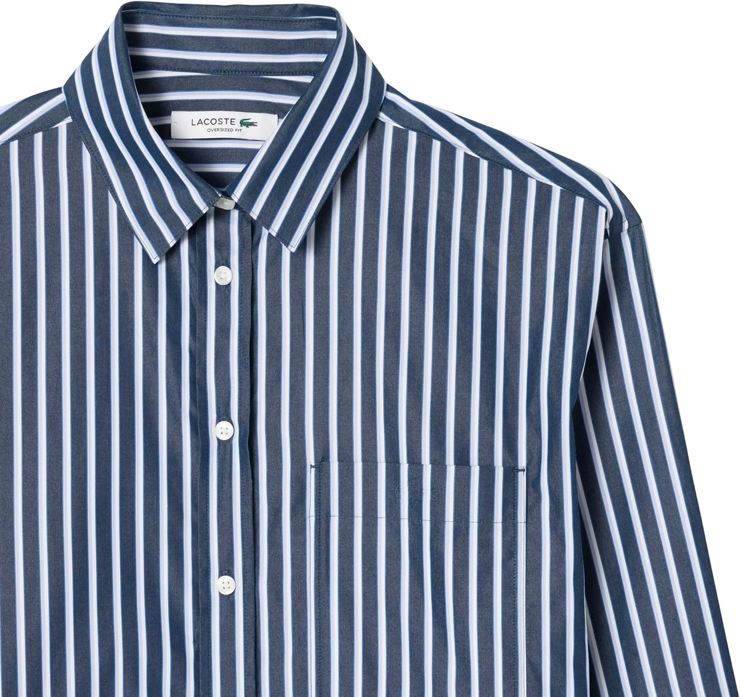 image:imageLacoste Womens Oversized Cotton Poplin ShirtNavy BlueFlour DelphiniumFrance Blue