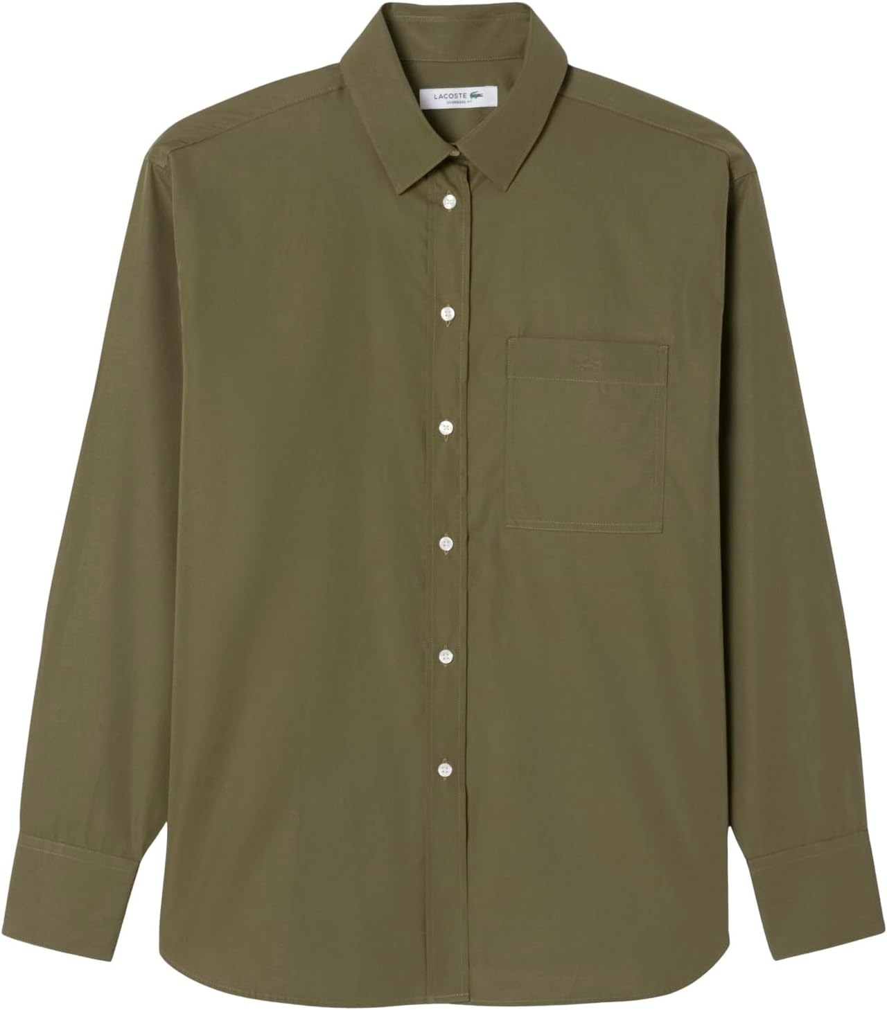 image:imageLacoste Womens Oversized Cotton Poplin ShirtOlive