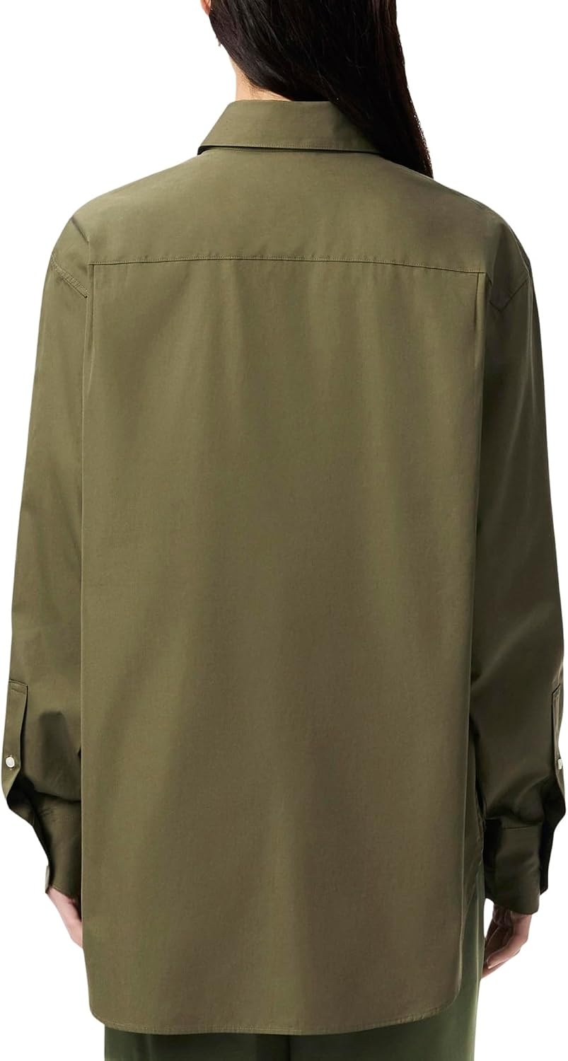 image:imageLacoste Womens Oversized Cotton Poplin ShirtOlive