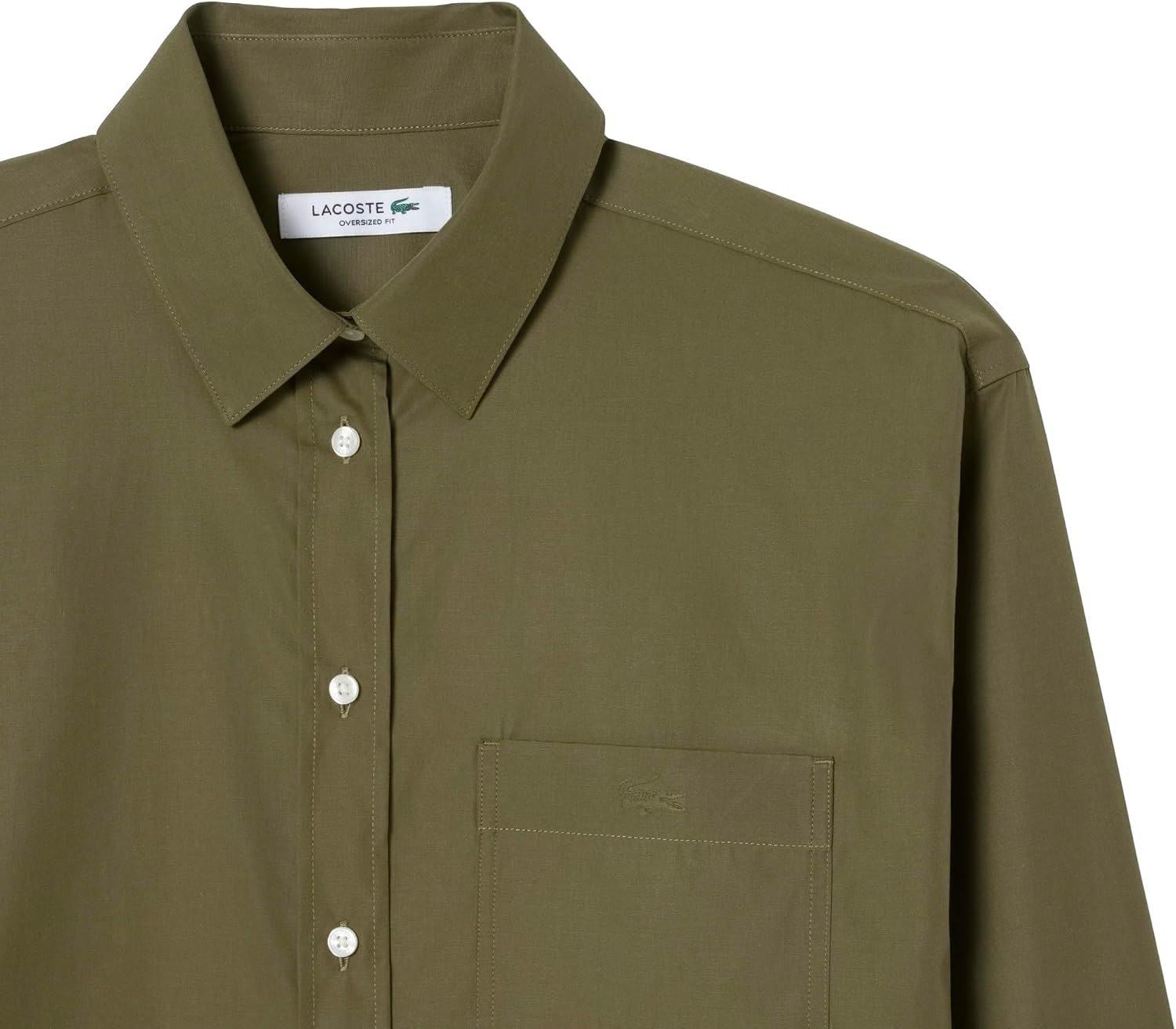 image:imageLacoste Womens Oversized Cotton Poplin ShirtOlive
