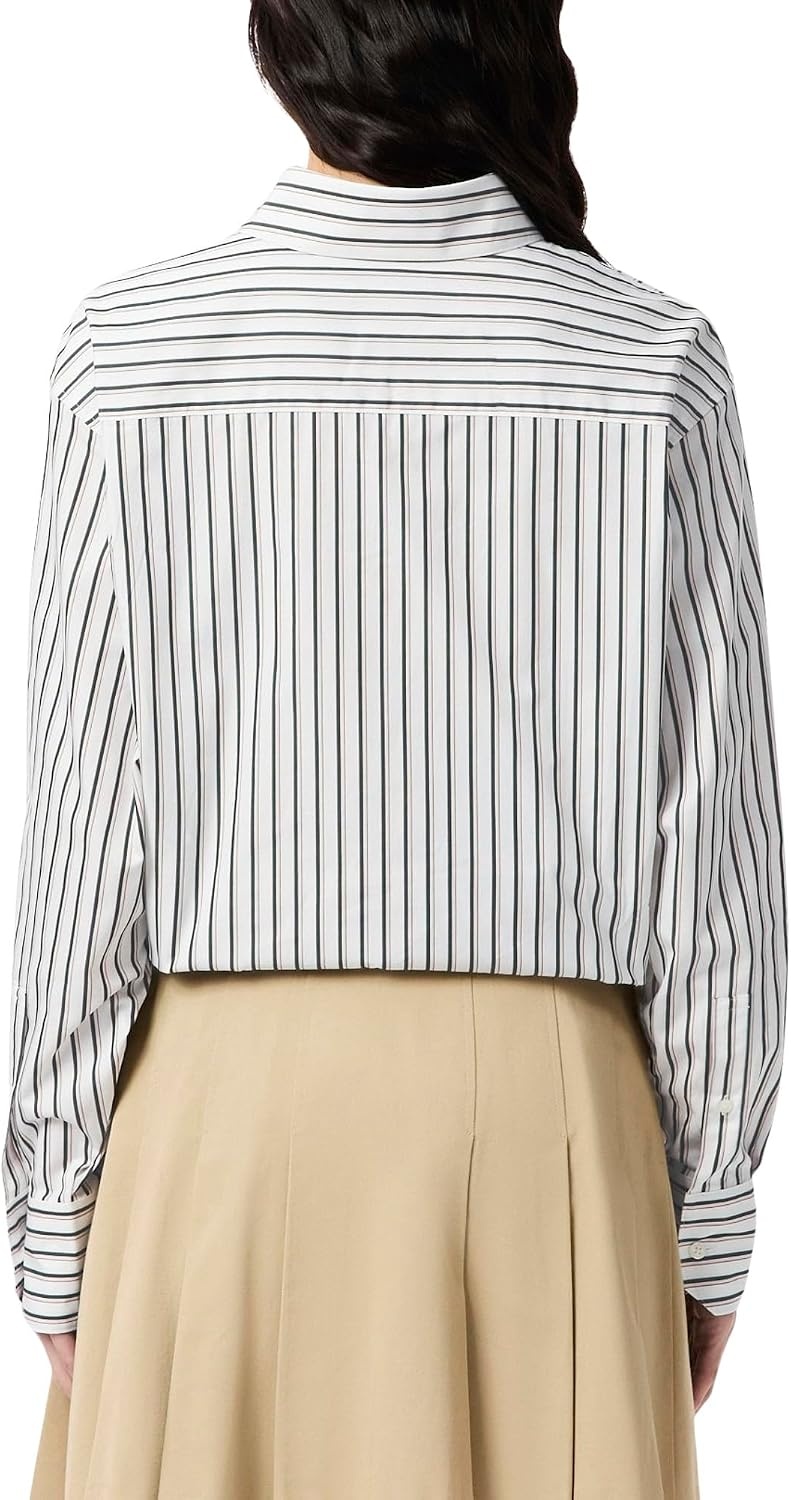 image:imageLacoste Womens Oversized Cotton Poplin ShirtWhiteSinopleNidusOlive