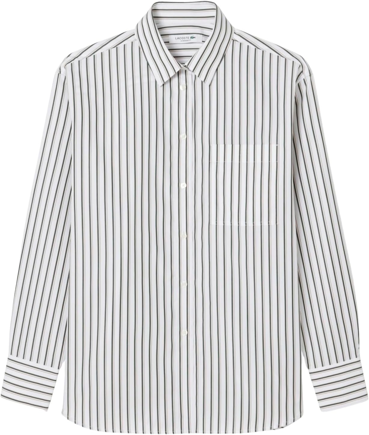 image:imageLacoste Womens Oversized Cotton Poplin ShirtWhiteSinopleNidusOlive