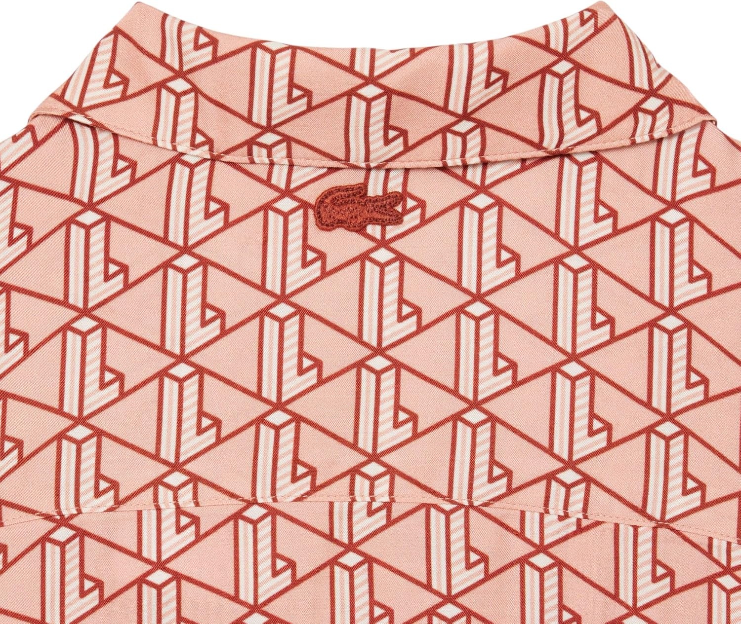 image:imageLacoste Womens Oversized Monogram Print ShirtLatteWhiteRed