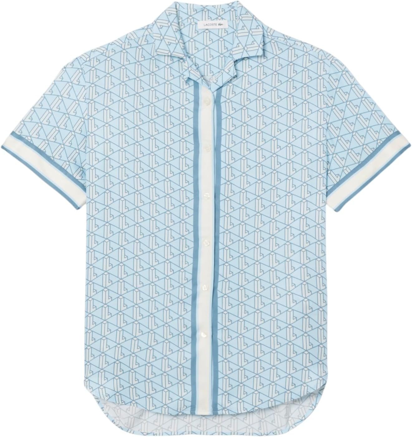 image:imageLacoste Womens Oversized Monogram Print ShirtTranquil BlueWhite
