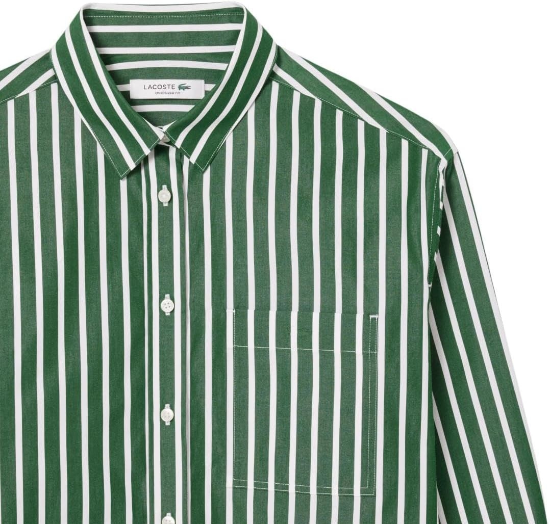 image:imageLacoste Womens Oversized Popeline Long Sleeve ShirtGreenWhite