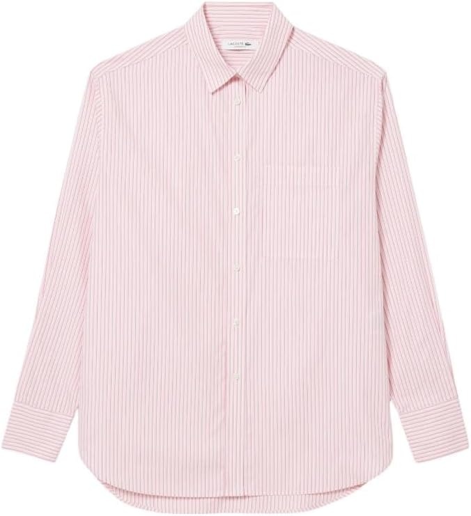 image:imageLacoste Womens Oversized Popeline Long Sleeve ShirtPinkBlushWhite