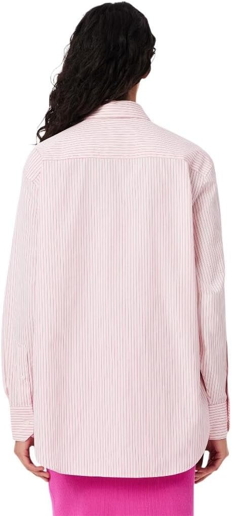 image:imageLacoste Womens Oversized Popeline Long Sleeve ShirtPinkBlushWhite
