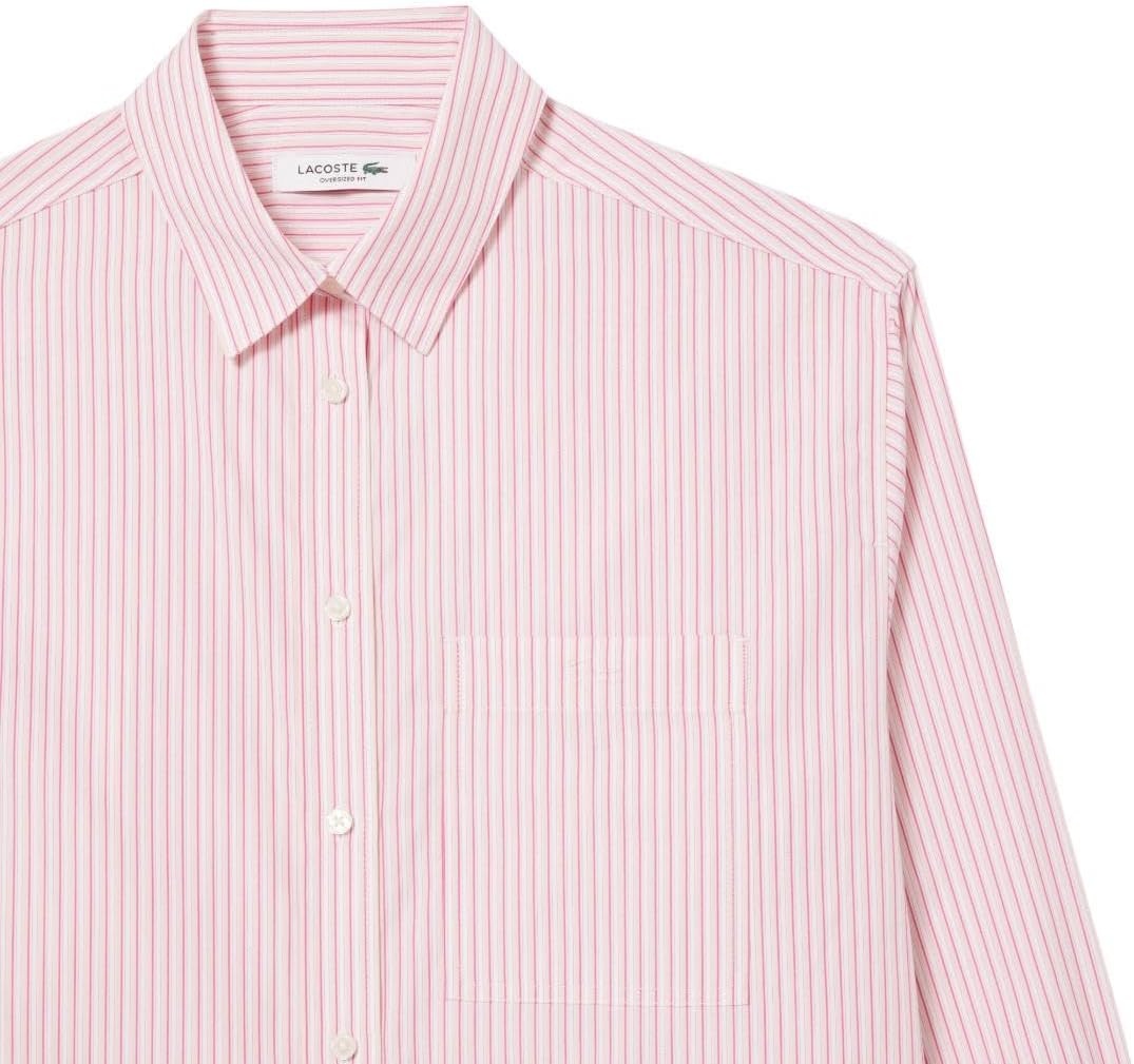 image:imageLacoste Womens Oversized Popeline Long Sleeve ShirtPinkBlushWhite