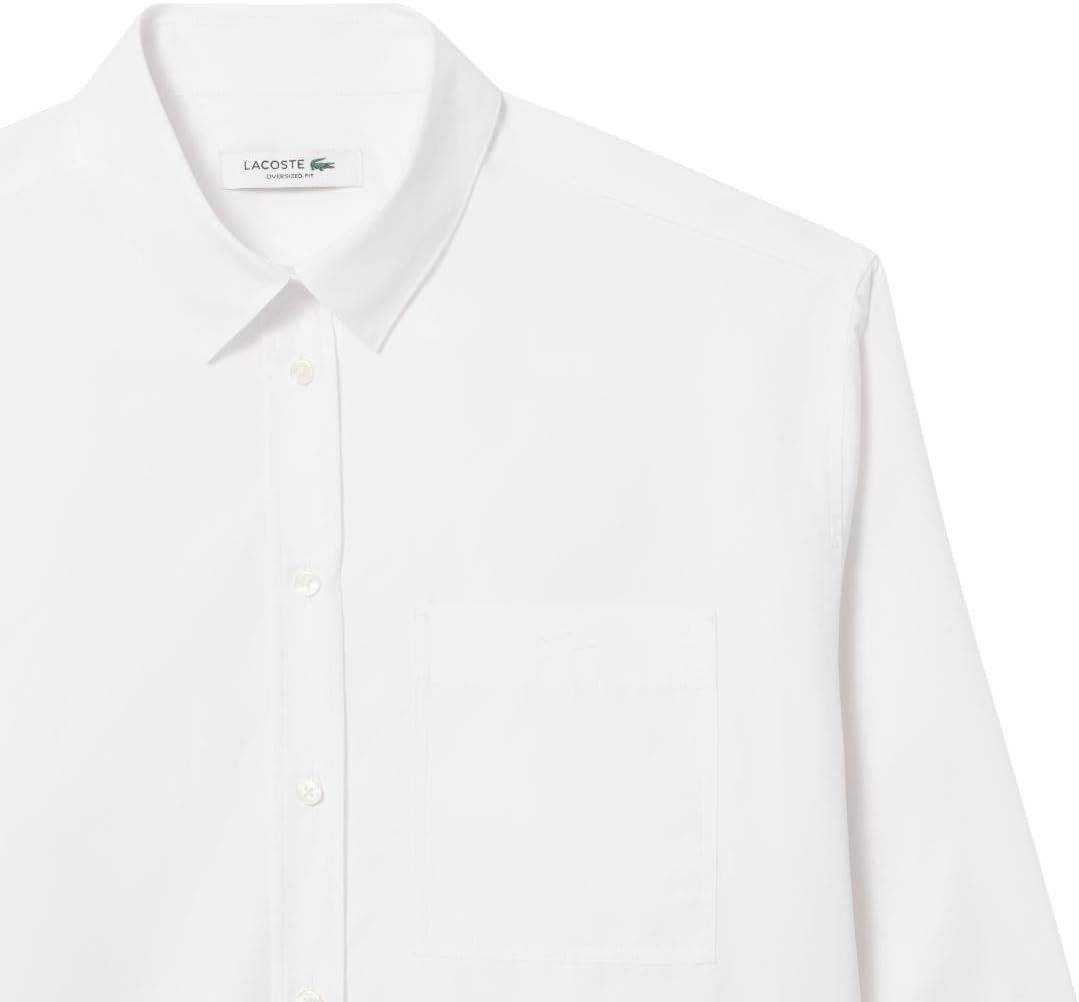 image:imageLacoste Womens Oversized Popeline Long Sleeve ShirtWhite