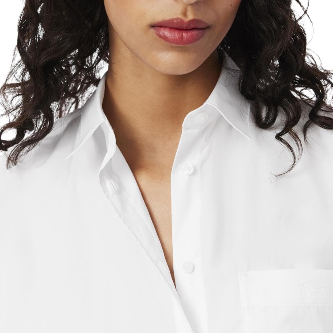 image:imageLacoste Womens Oversized Popeline Long Sleeve ShirtWhite