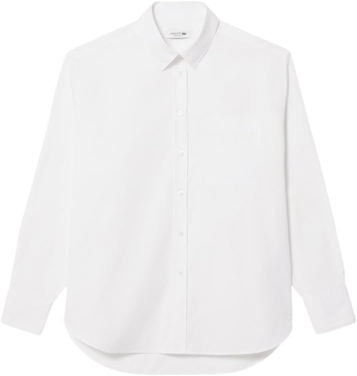 image:imageLacoste Womens Oversized Popeline Long Sleeve ShirtWhite