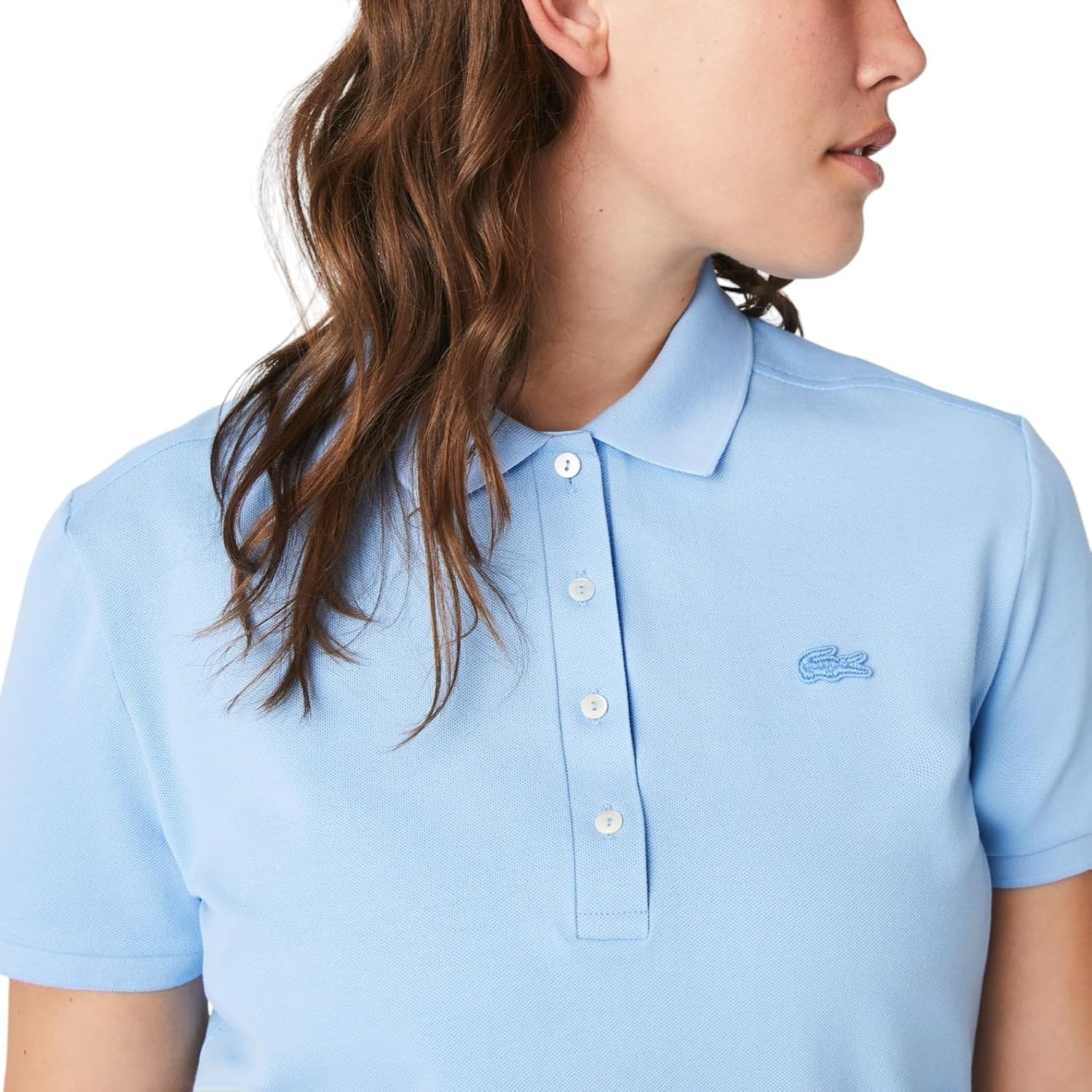 image:imageLacoste Womens Short Sleeve Slim Fit Stretch Pique Polo ShirtClassic Blue