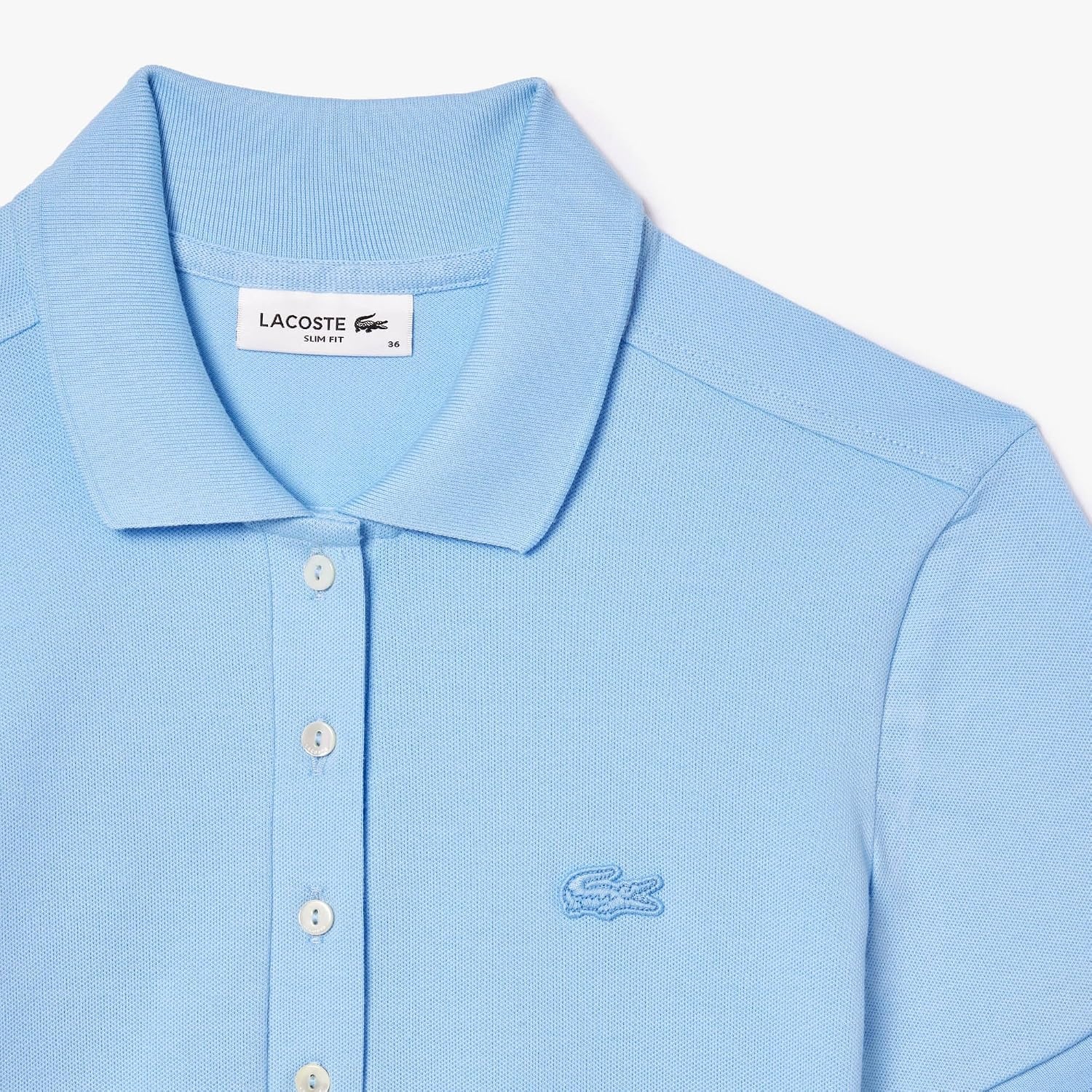 image:imageLacoste Womens Short Sleeve Slim Fit Stretch Pique Polo ShirtClassic Blue