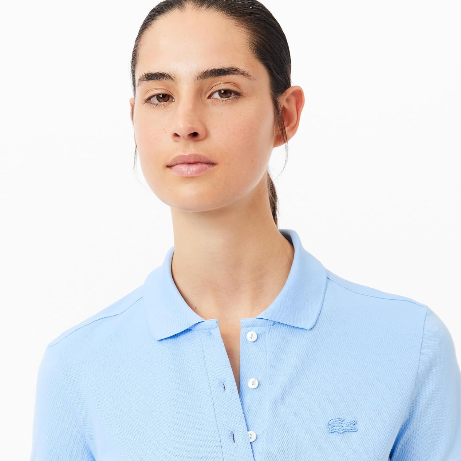 image:imageLacoste Womens Short Sleeve Slim Fit Stretch Pique Polo ShirtClassic Blue