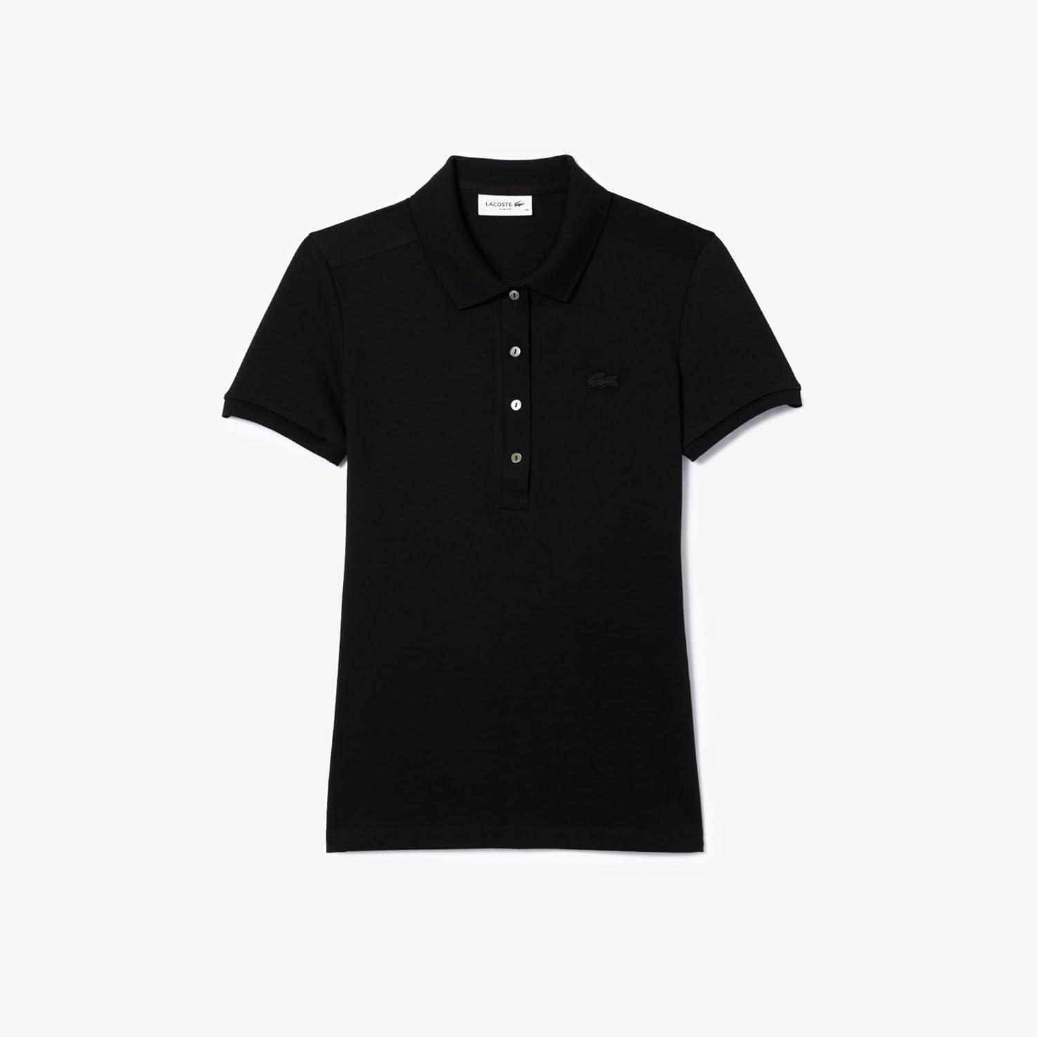 image:imageLacoste Womens Short Sleeve Slim Fit Stretch Pique Polo ShirtDeep Black