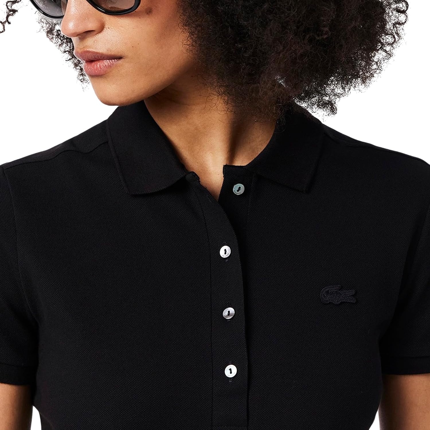 image:imageLacoste Womens Short Sleeve Slim Fit Stretch Pique Polo ShirtDeep Black