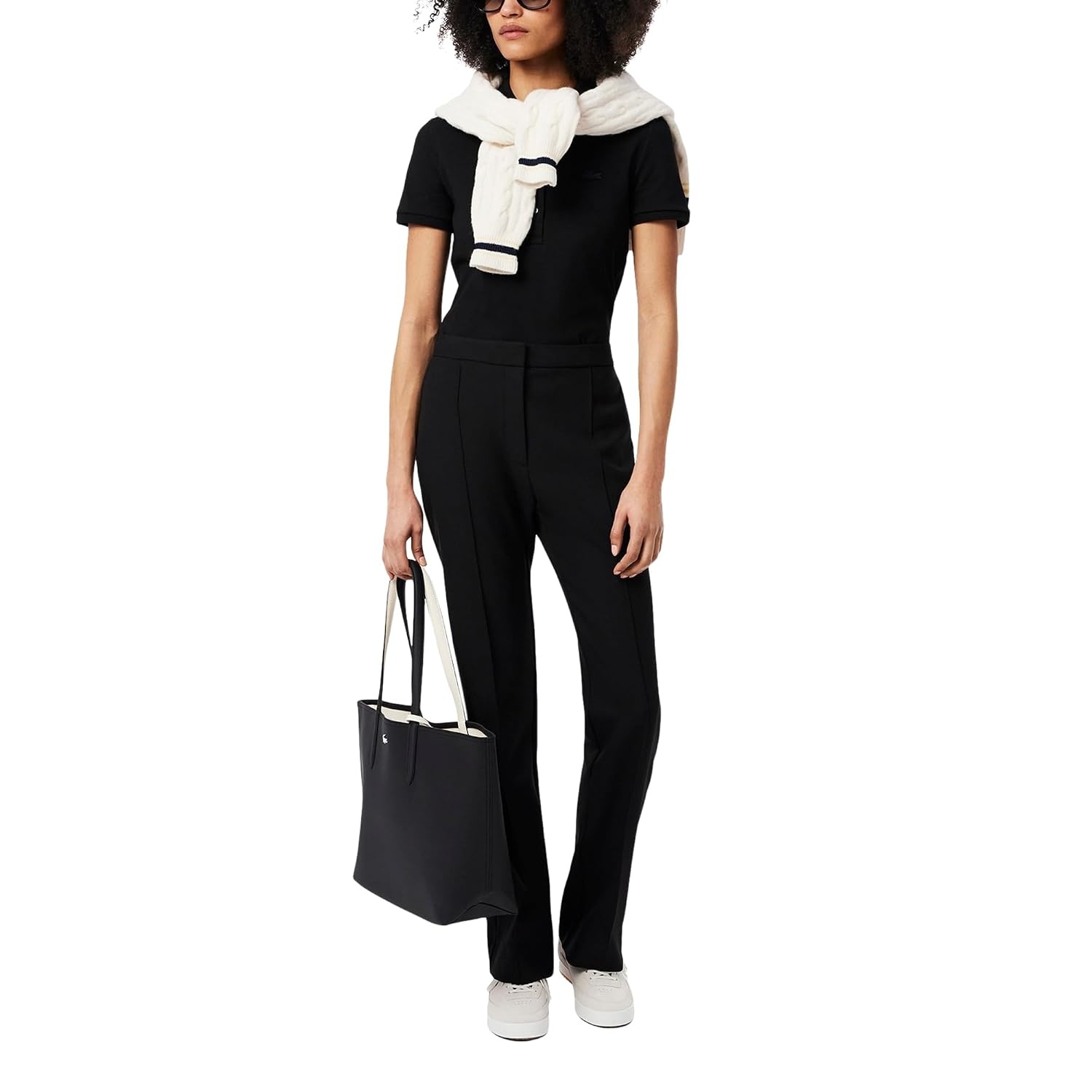 image:imageLacoste Womens Short Sleeve Slim Fit Stretch Pique Polo ShirtDeep Black