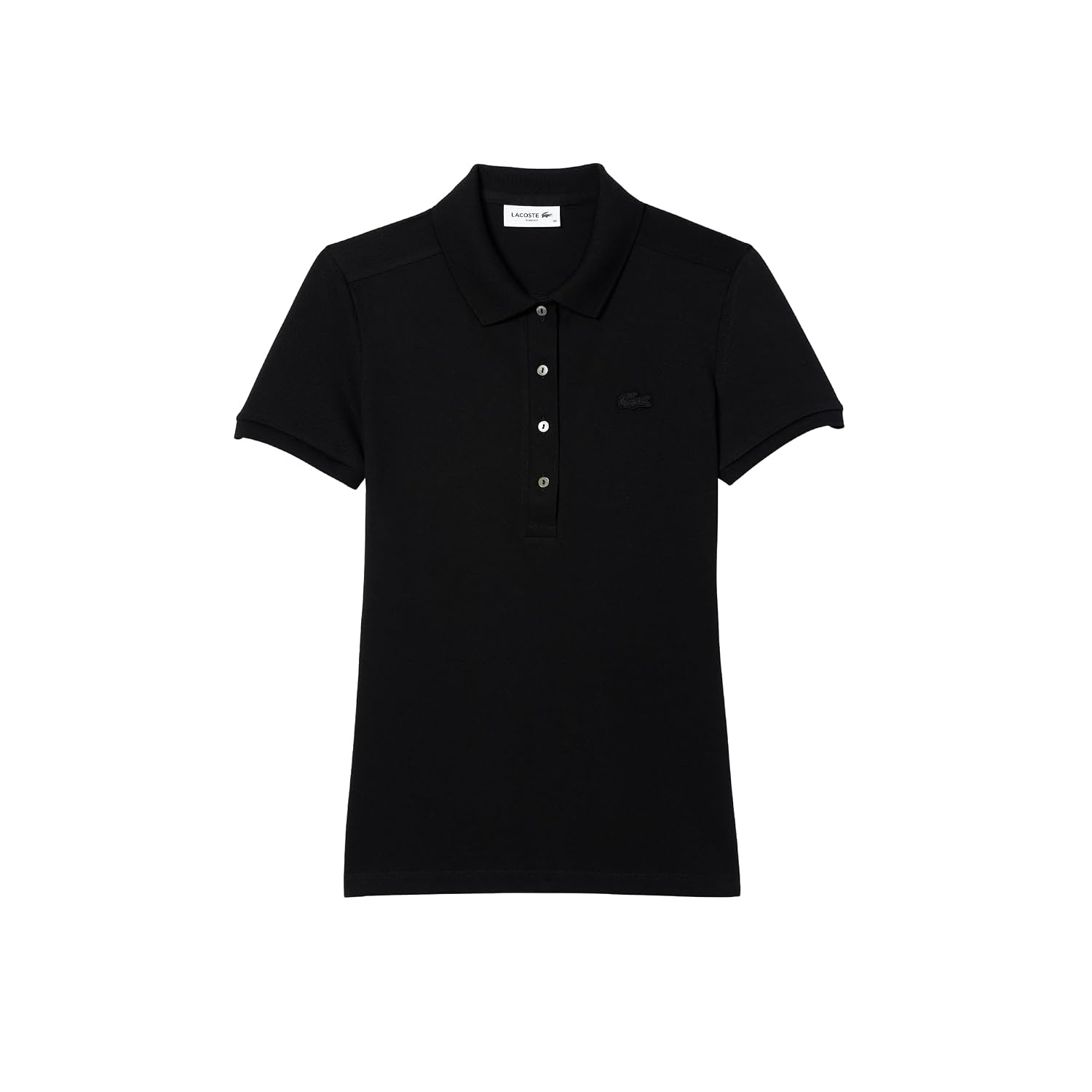 image:imageLacoste Womens Short Sleeve Slim Fit Stretch Pique Polo ShirtDeep Black