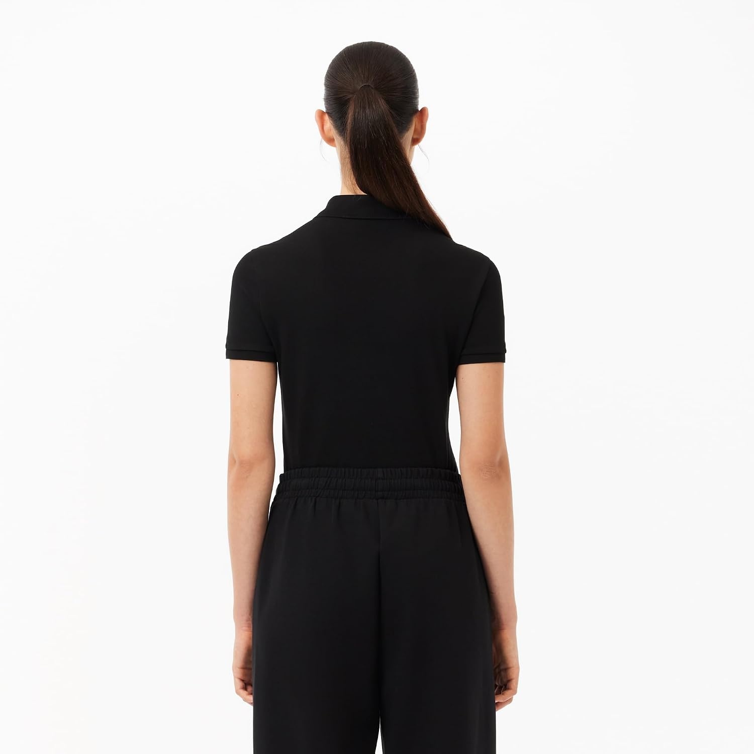 image:imageLacoste Womens Short Sleeve Slim Fit Stretch Pique Polo ShirtDeep Black