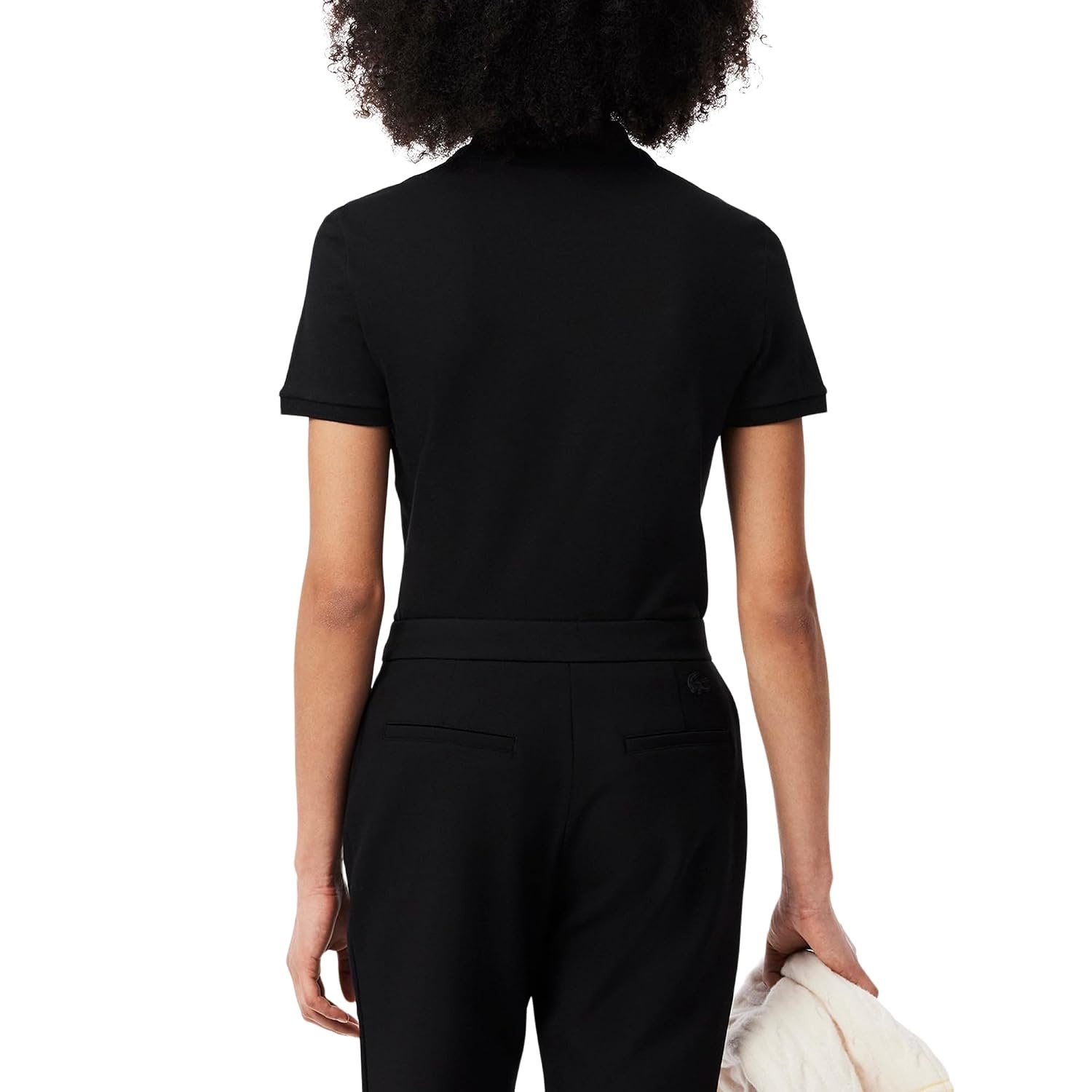image:imageLacoste Womens Short Sleeve Slim Fit Stretch Pique Polo ShirtDeep Black