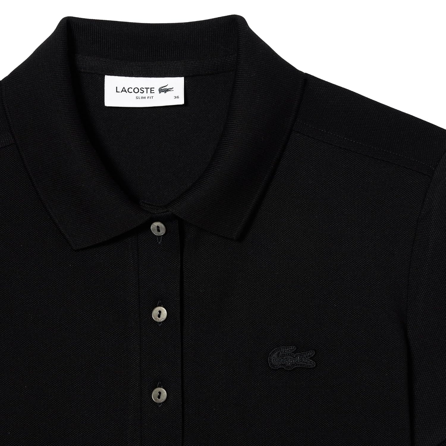 image:imageLacoste Womens Short Sleeve Slim Fit Stretch Pique Polo ShirtDeep Black