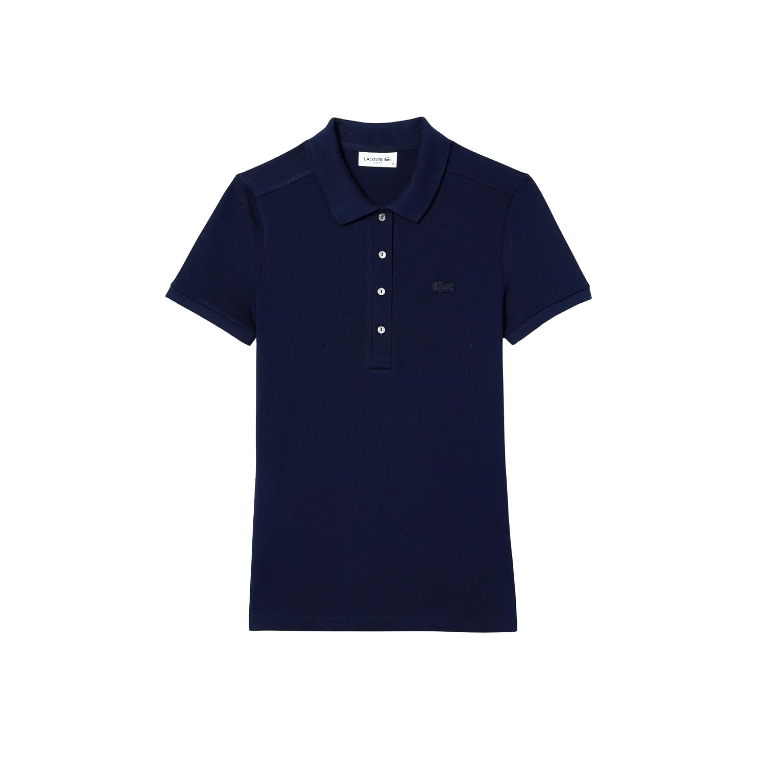 image:imageLacoste Womens Short Sleeve Slim Fit Stretch Pique Polo ShirtDeep Navy Blue