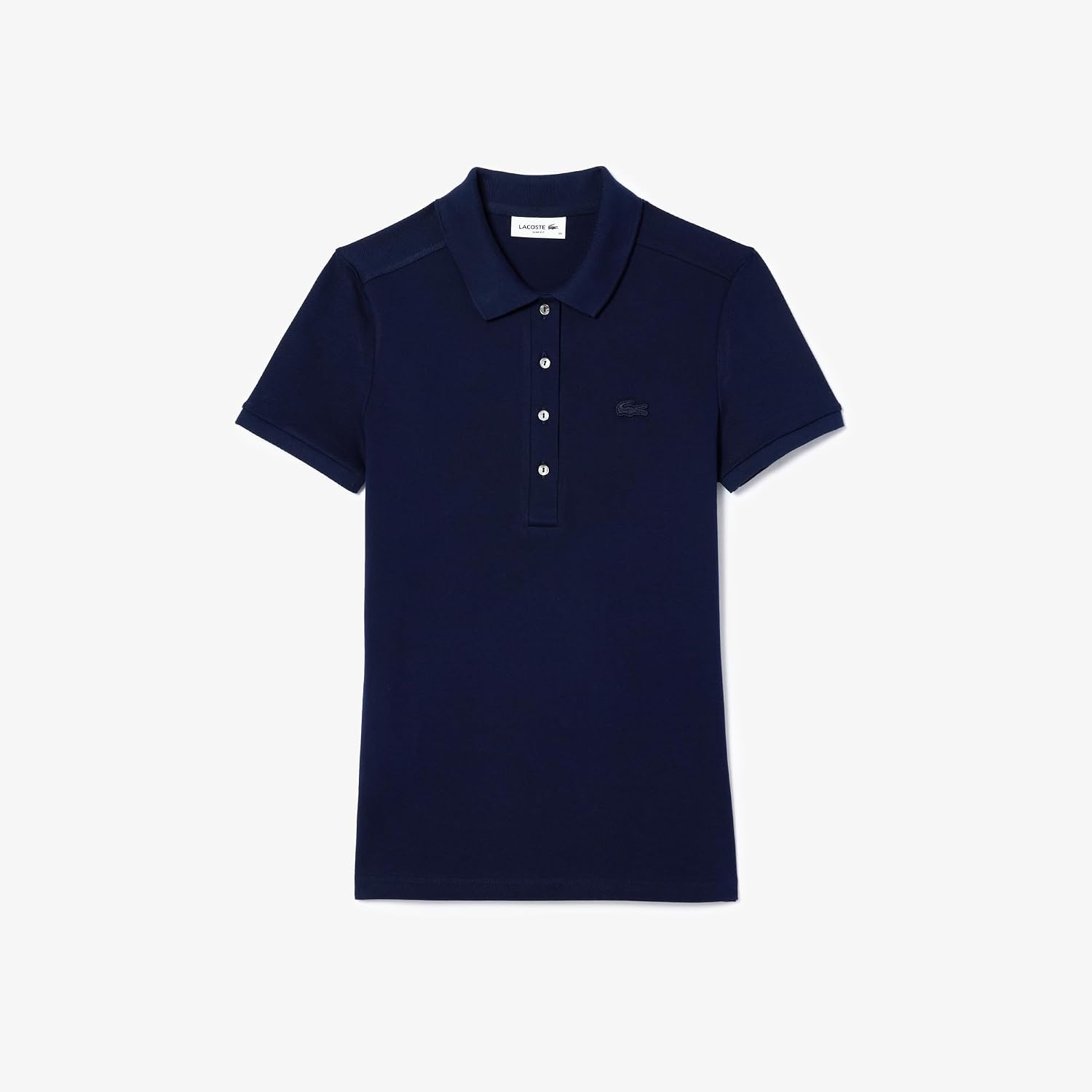 image:imageLacoste Womens Short Sleeve Slim Fit Stretch Pique Polo ShirtDeep Navy Blue