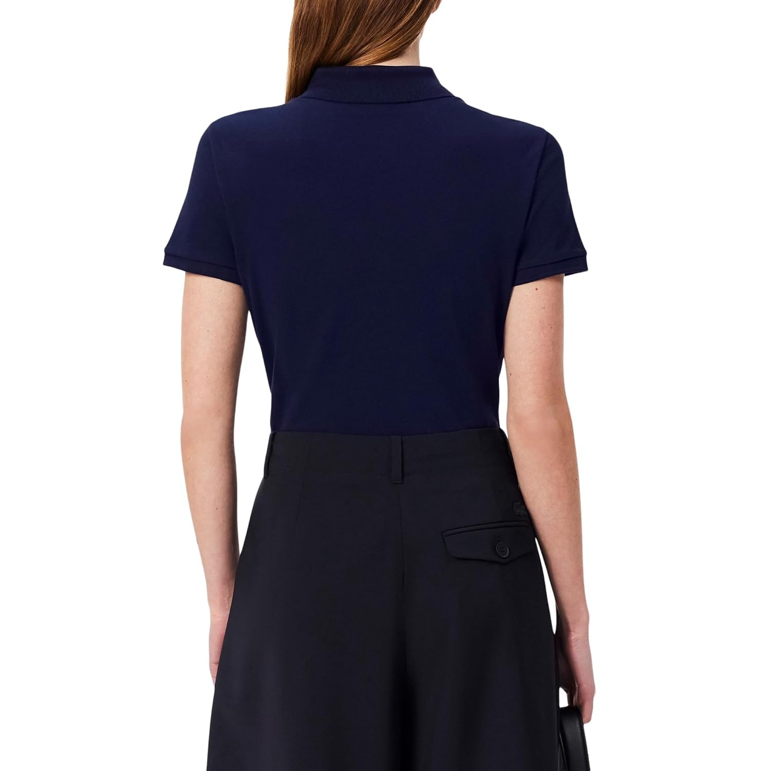 image:imageLacoste Womens Short Sleeve Slim Fit Stretch Pique Polo ShirtDeep Navy Blue
