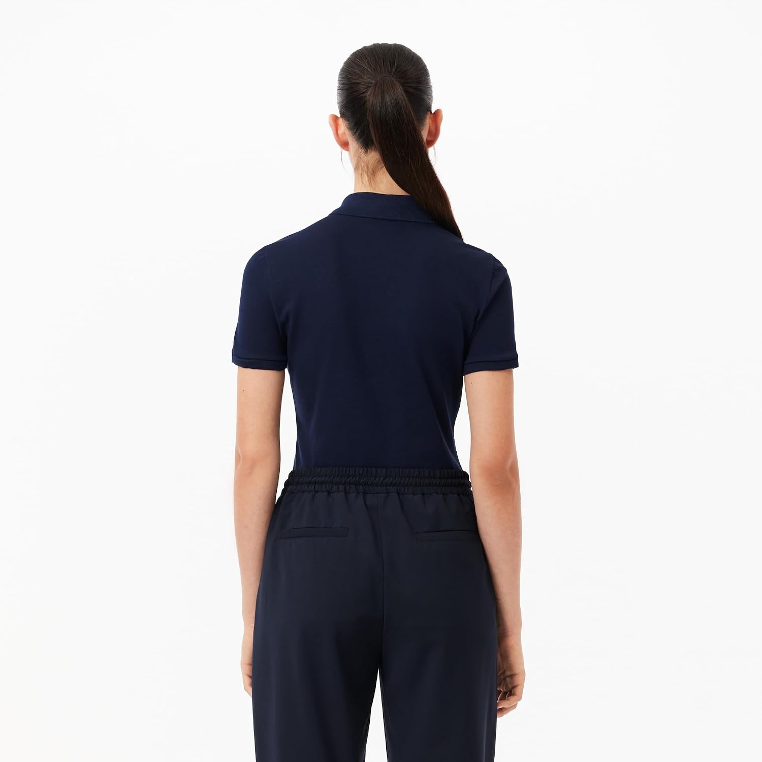 image:imageLacoste Womens Short Sleeve Slim Fit Stretch Pique Polo ShirtDeep Navy Blue