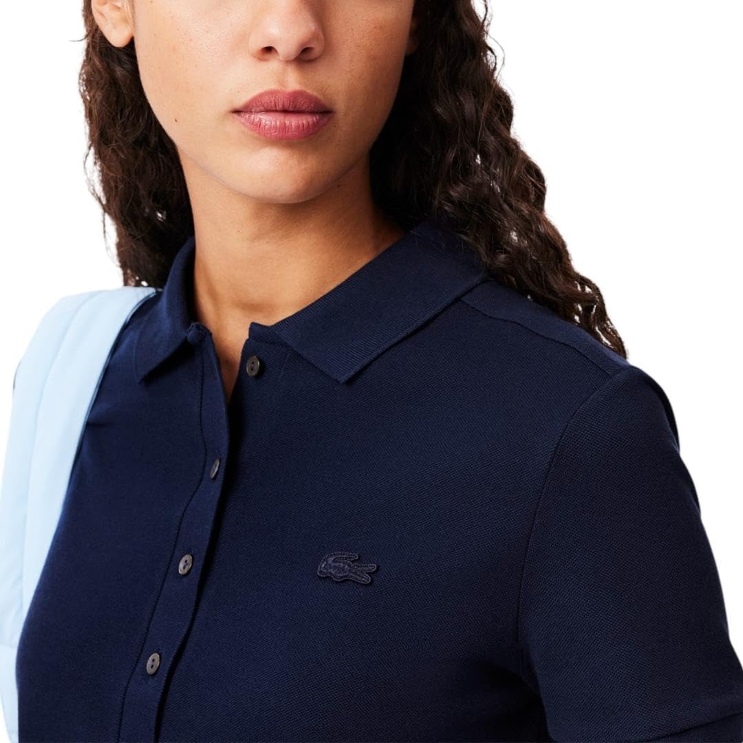image:imageLacoste Womens Short Sleeve Slim Fit Stretch Pique Polo ShirtDeep Navy Blue