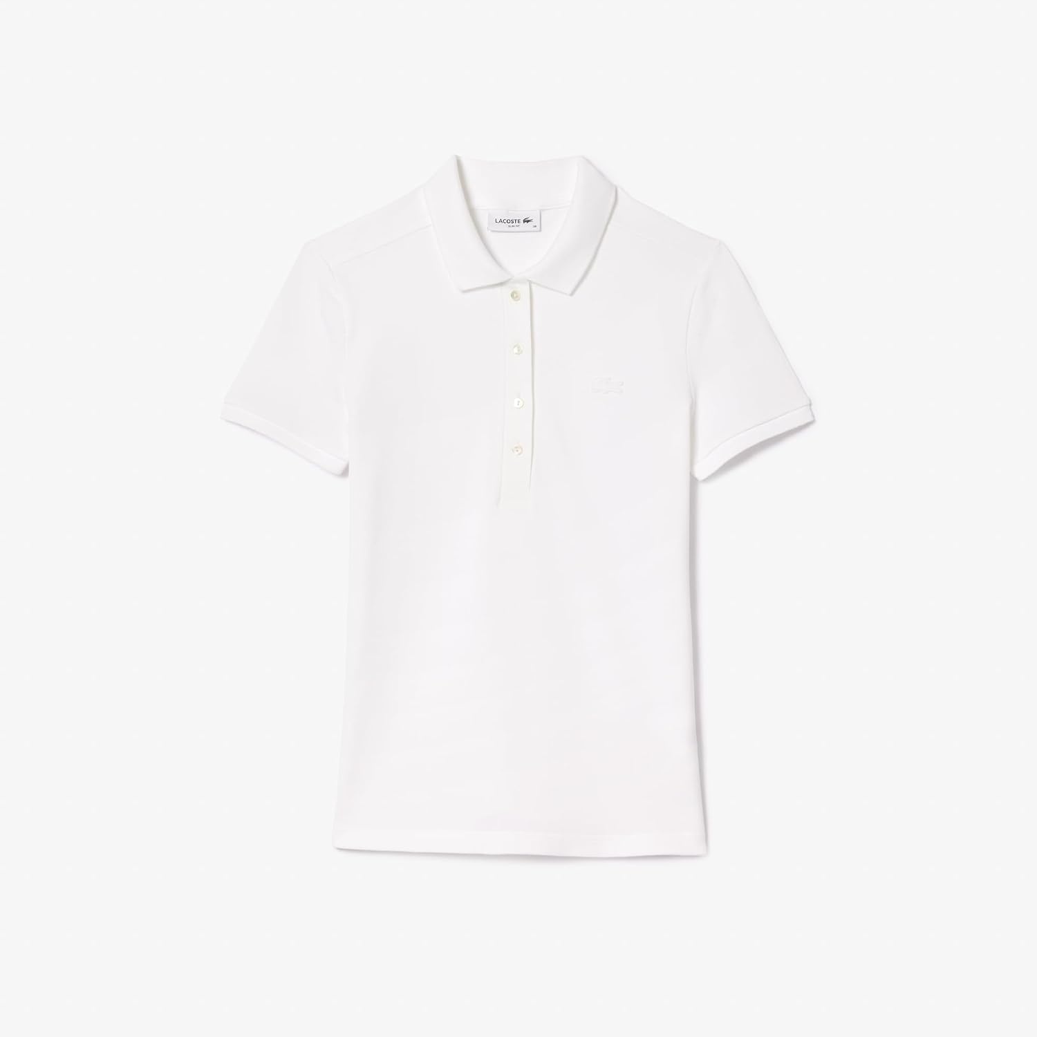 image:imageLacoste Womens Short Sleeve Slim Fit Stretch Pique Polo ShirtDeep White