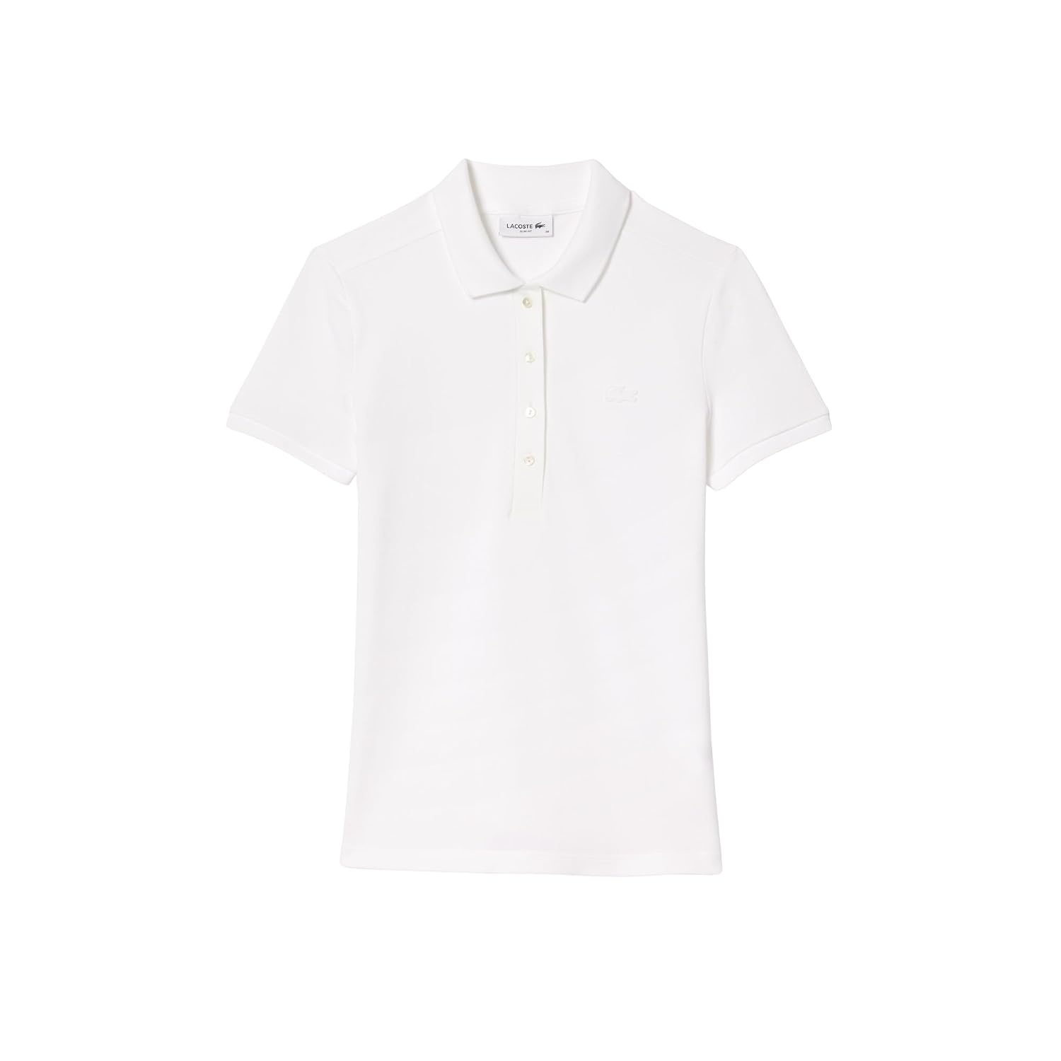 image:imageLacoste Womens Short Sleeve Slim Fit Stretch Pique Polo ShirtDeep White