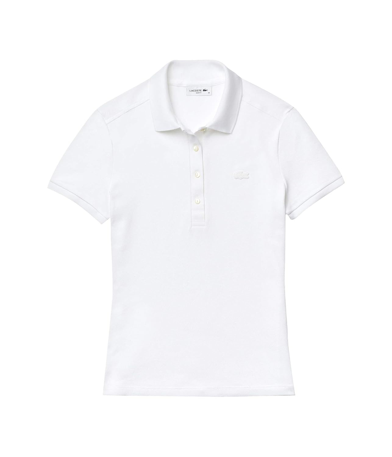 image:imageLacoste Womens Short Sleeve Slim Fit Stretch Pique Polo ShirtDeep White