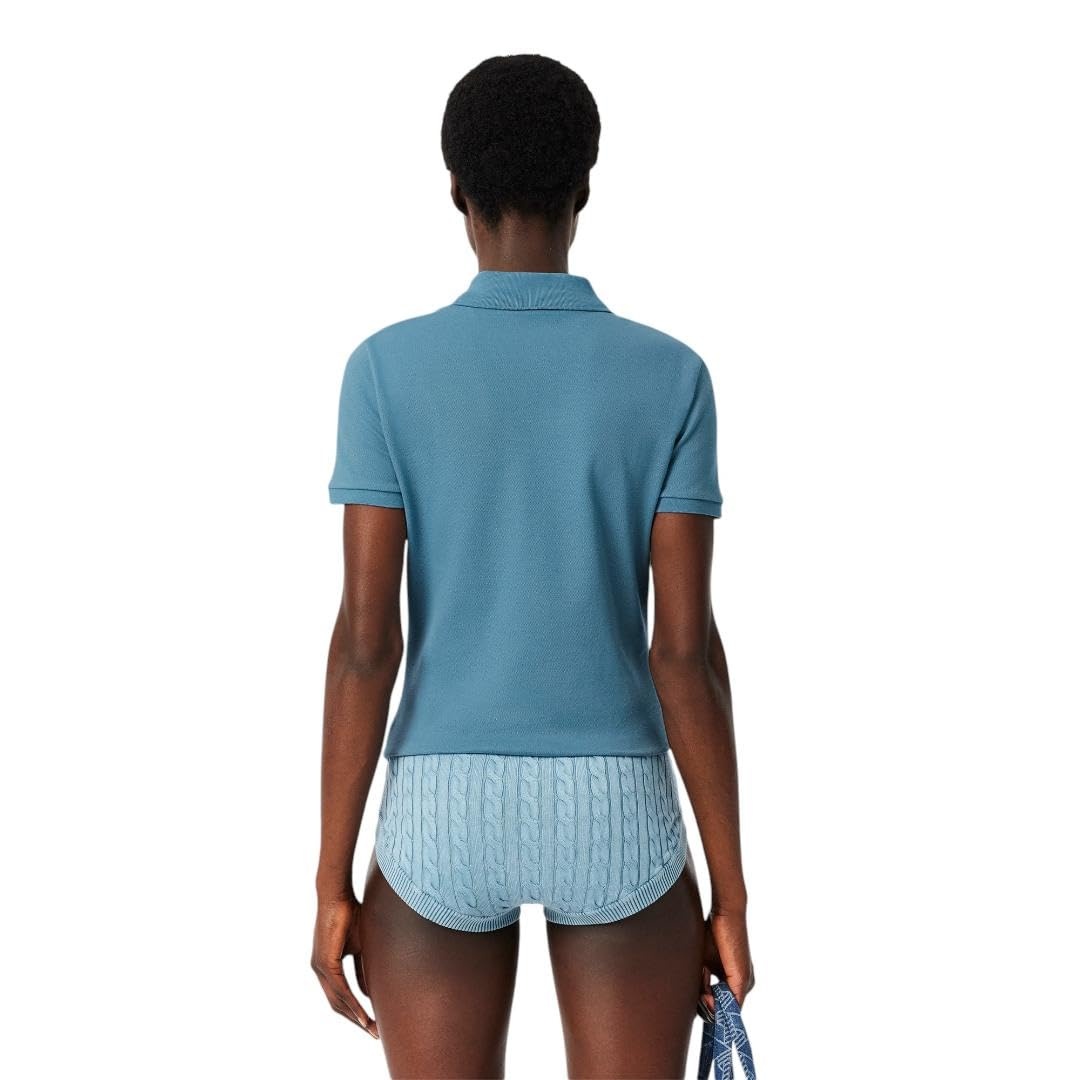 image:imageLacoste Womens Short Sleeve Slim Fit Stretch Pique Polo ShirtDusty Blue