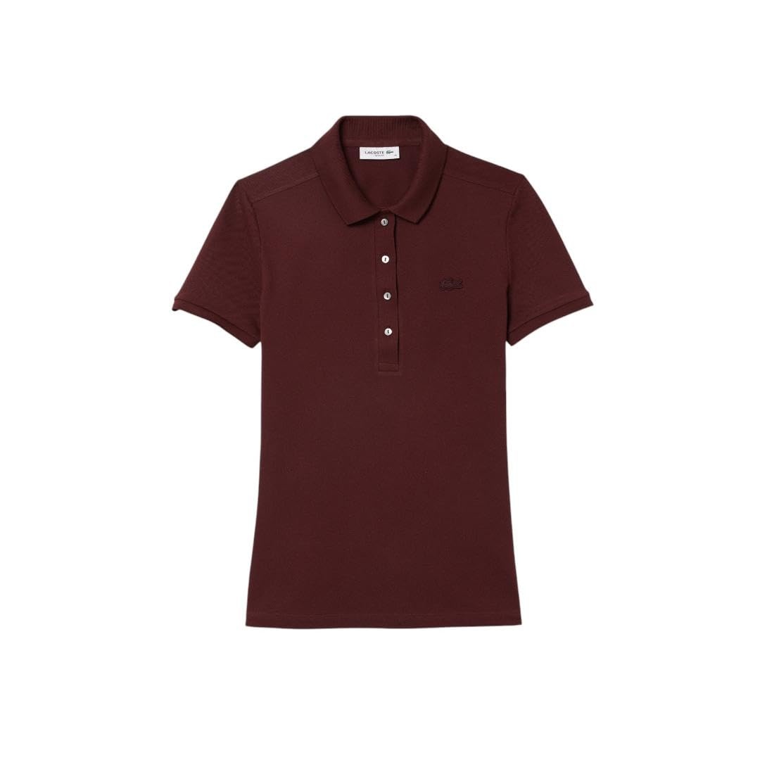 image:imageLacoste Womens Short Sleeve Slim Fit Stretch Pique Polo ShirtEspresso
