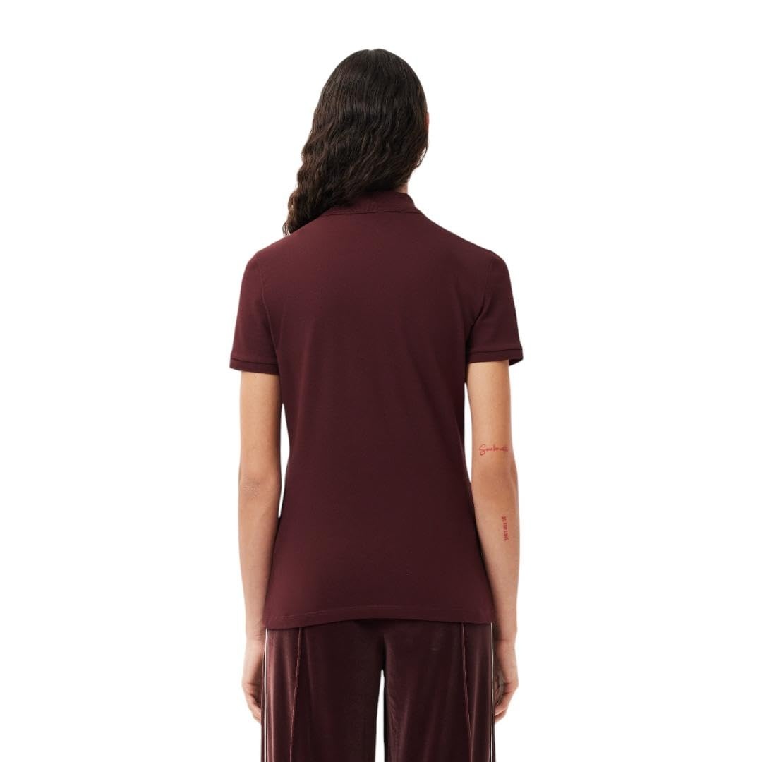 image:imageLacoste Womens Short Sleeve Slim Fit Stretch Pique Polo ShirtEspresso