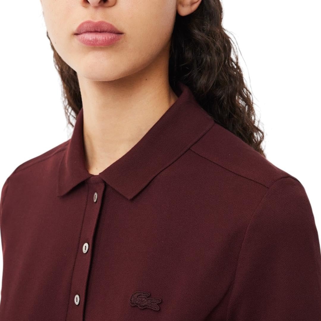 image:imageLacoste Womens Short Sleeve Slim Fit Stretch Pique Polo ShirtEspresso